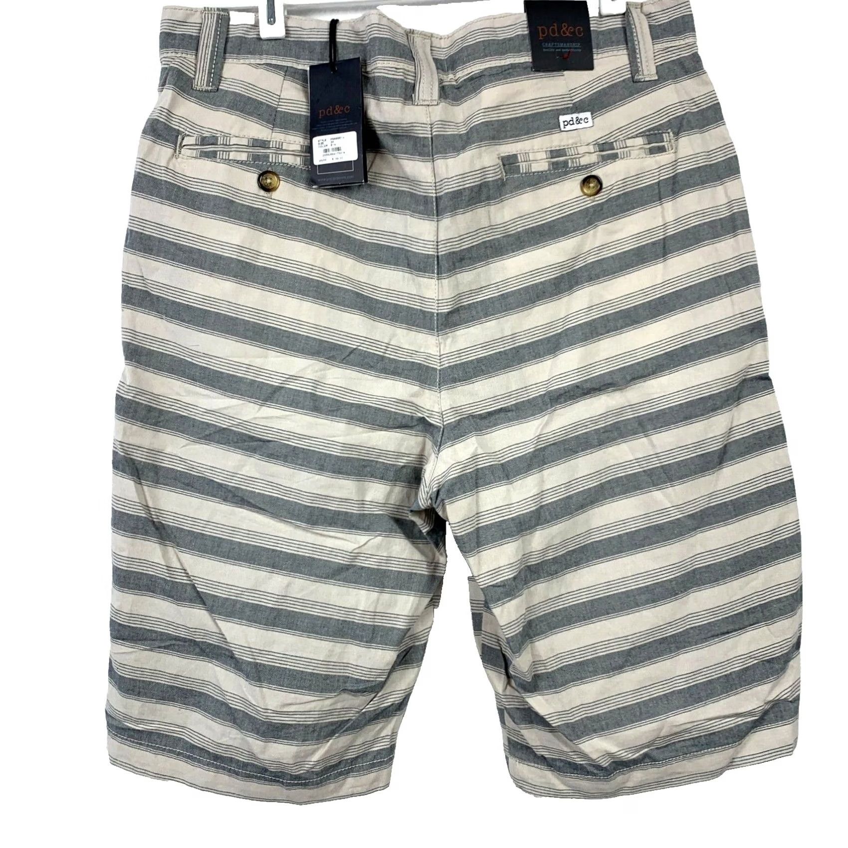 PD&C PD&C Striped Blue White Cotton Chino Shorts Mens Shorts Size 34 NWT Size US 34 / EU 50 - 4 Thumbnail
