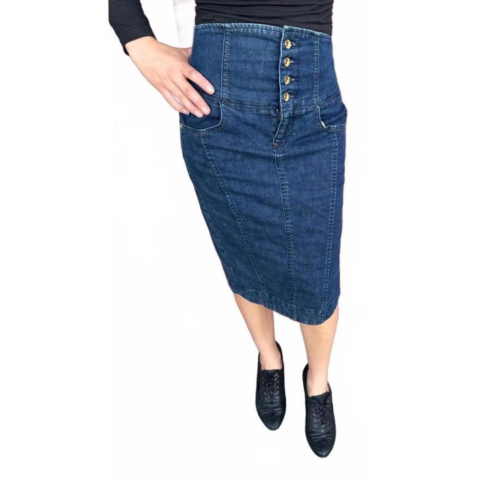 Other Y2K Armani Exchange High Waist Stretch Denim Bandage Skirt Size 25" / US 0 / IT 36 - 2 Thumbnail