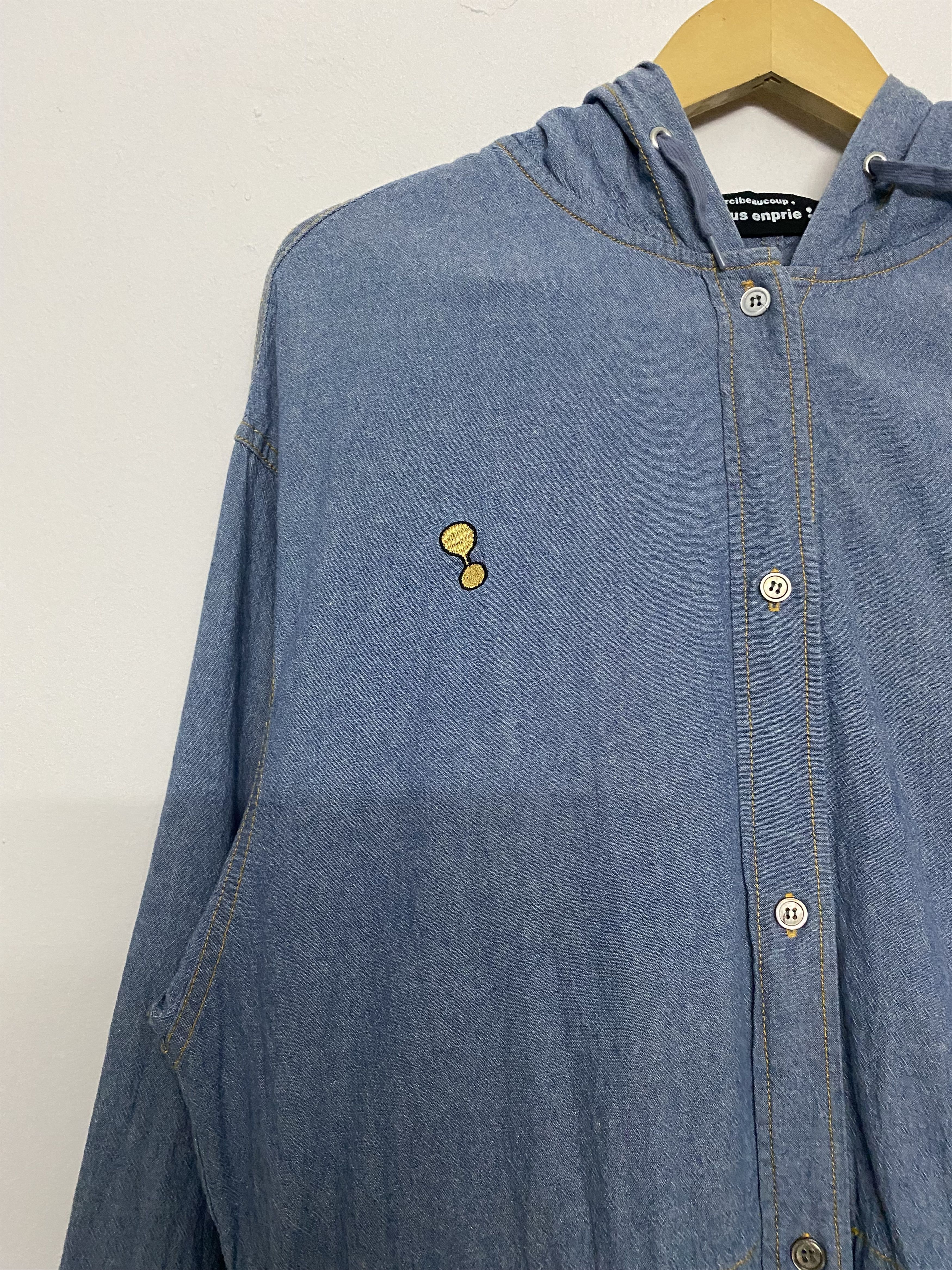 Issey Miyake VTG Mercibeaucoup Je Vous Enprie Denim Hooded Jacket Parka Size L / US 10 / IT 46 - 5 Thumbnail
