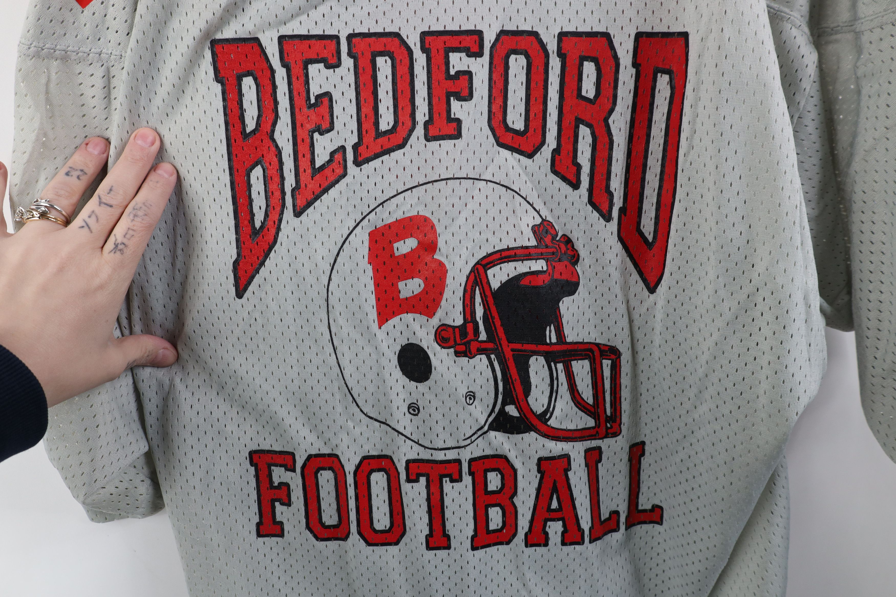 Vintage Vintage 90s Bedford Football Jersey Mesh Silver Gray USA Size US XL / EU 56 / 4 - 4 Thumbnail