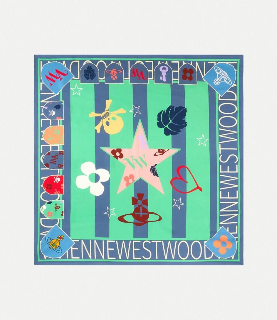 Vivienne Westwood o1s22i1n0924 Size: OS / Print Square Football Print Scarf Size ONE SIZE - 1 Thumbnail