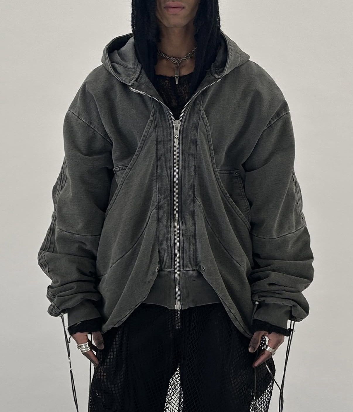 SHINE LUXURY Shine Luxury “Golucida” Layered Cargo Hoodie – Size L Size US L / EU 52-54 / 3 - 3 Thumbnail