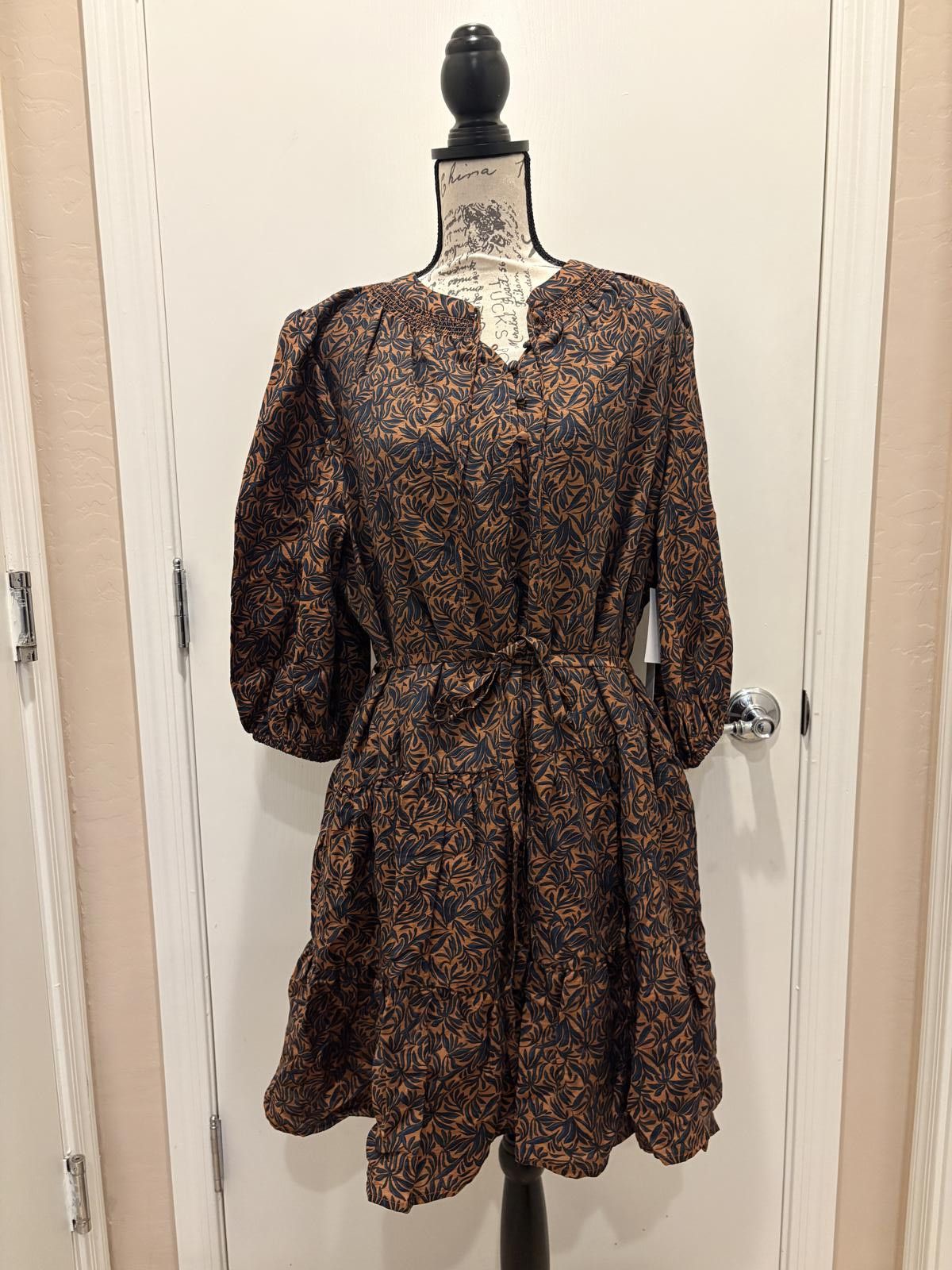 Nordstrom Caslon Rust Bisque Cecilia Bloom Dress 2X Size XXL / US 16-18 / IT 52-54 - 1 Thumbnail