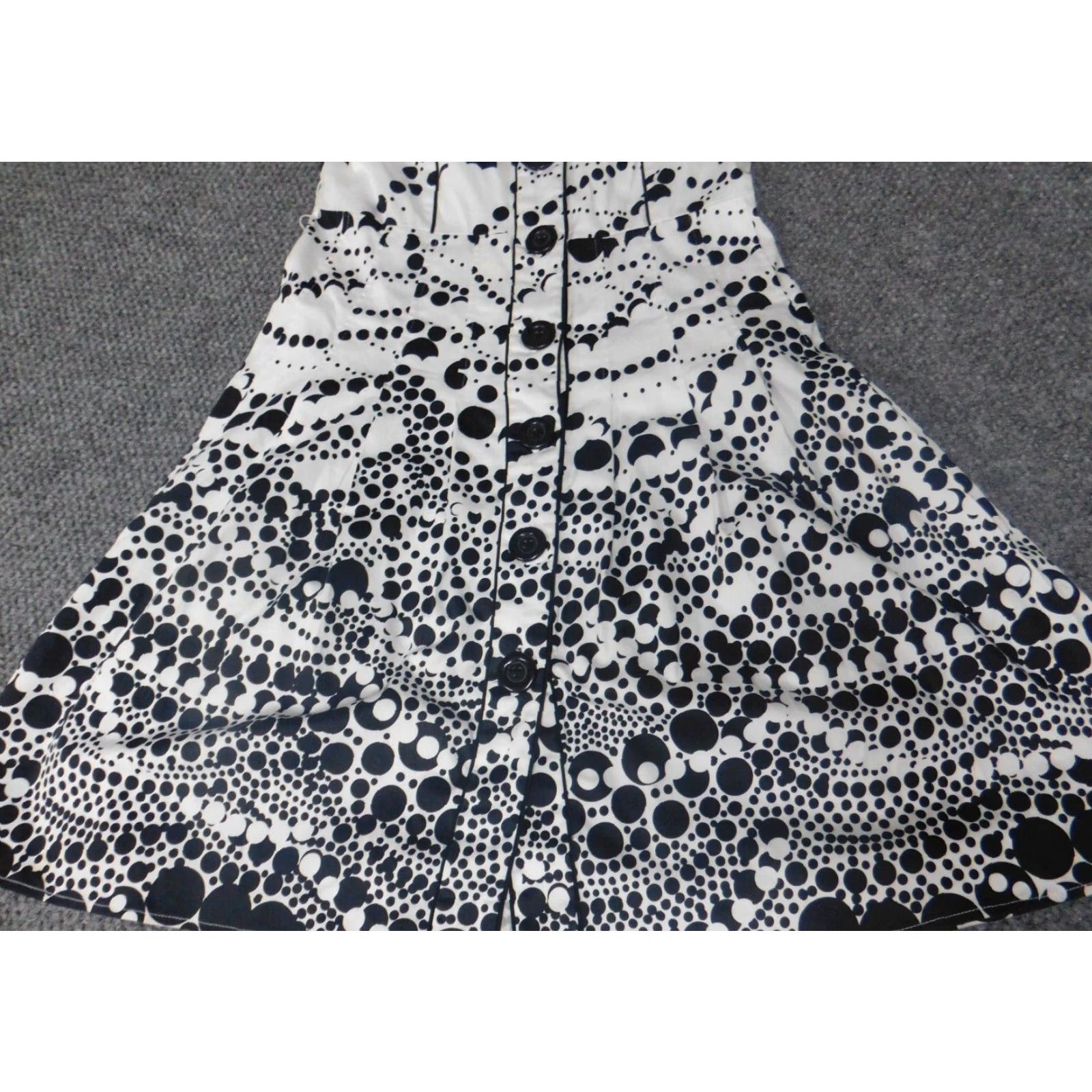 Vintage Spense Womens Dress A-Line Midi Button Down 8 White Knit Cotton Puff Sleeve Mock Neck Lined Casual Size M / US 6-8 / IT 42-44 - 5 Thumbnail