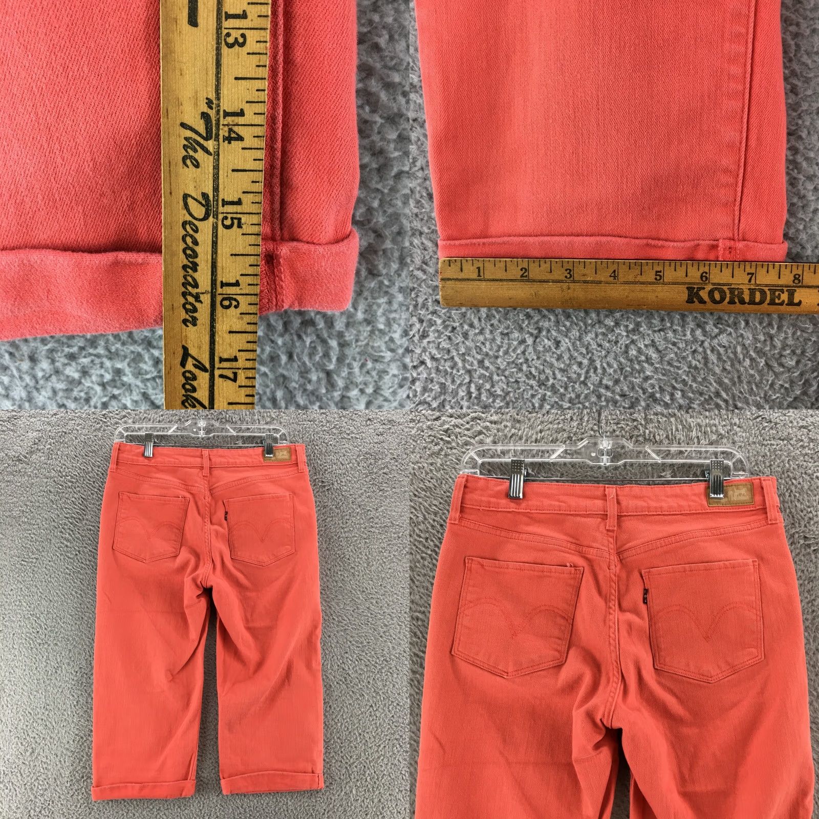 Levi's Levis Pedal Skimmer Short Womens 8 Coral Mid Rise Zip Fly Button 5 Pocket Cuffed Size 30" / US 8 / IT 44 - 8 Thumbnail