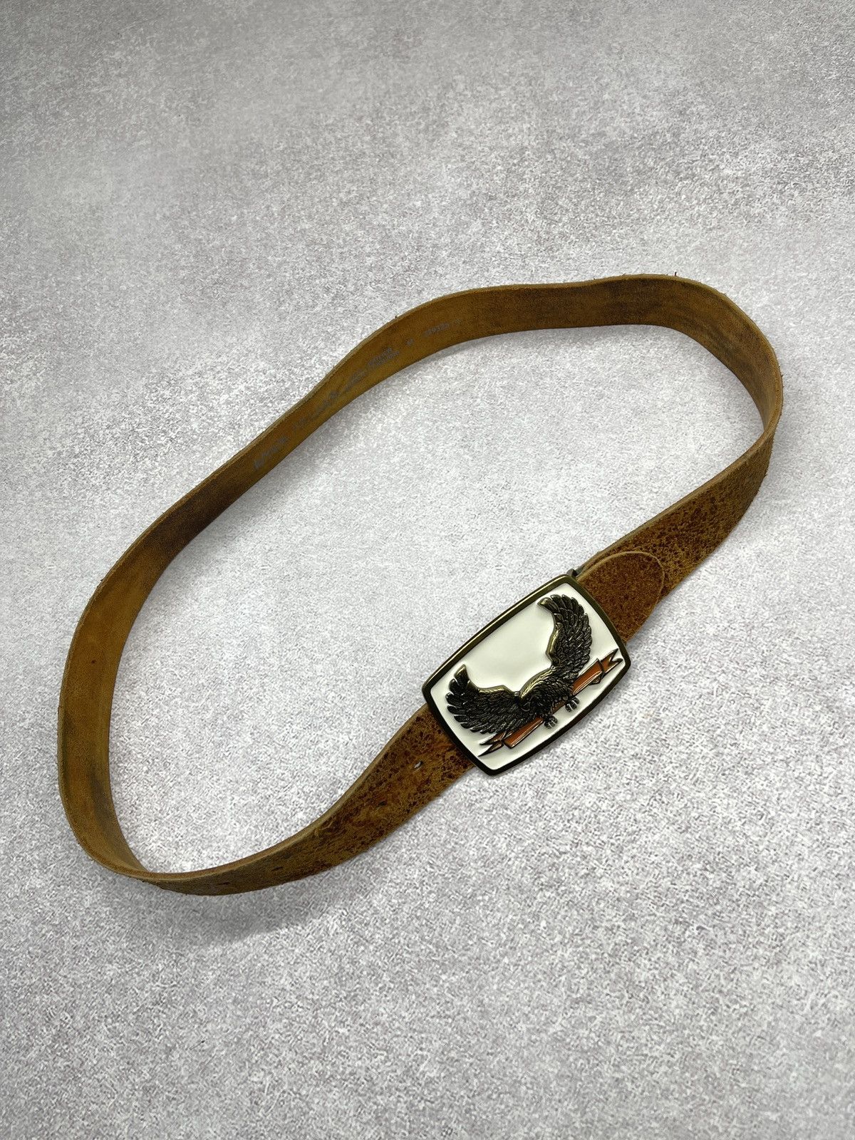 River Island River Island Leather Belt With Buckle Eagle Brown Western Size ONE SIZE - 2 Thumbnail