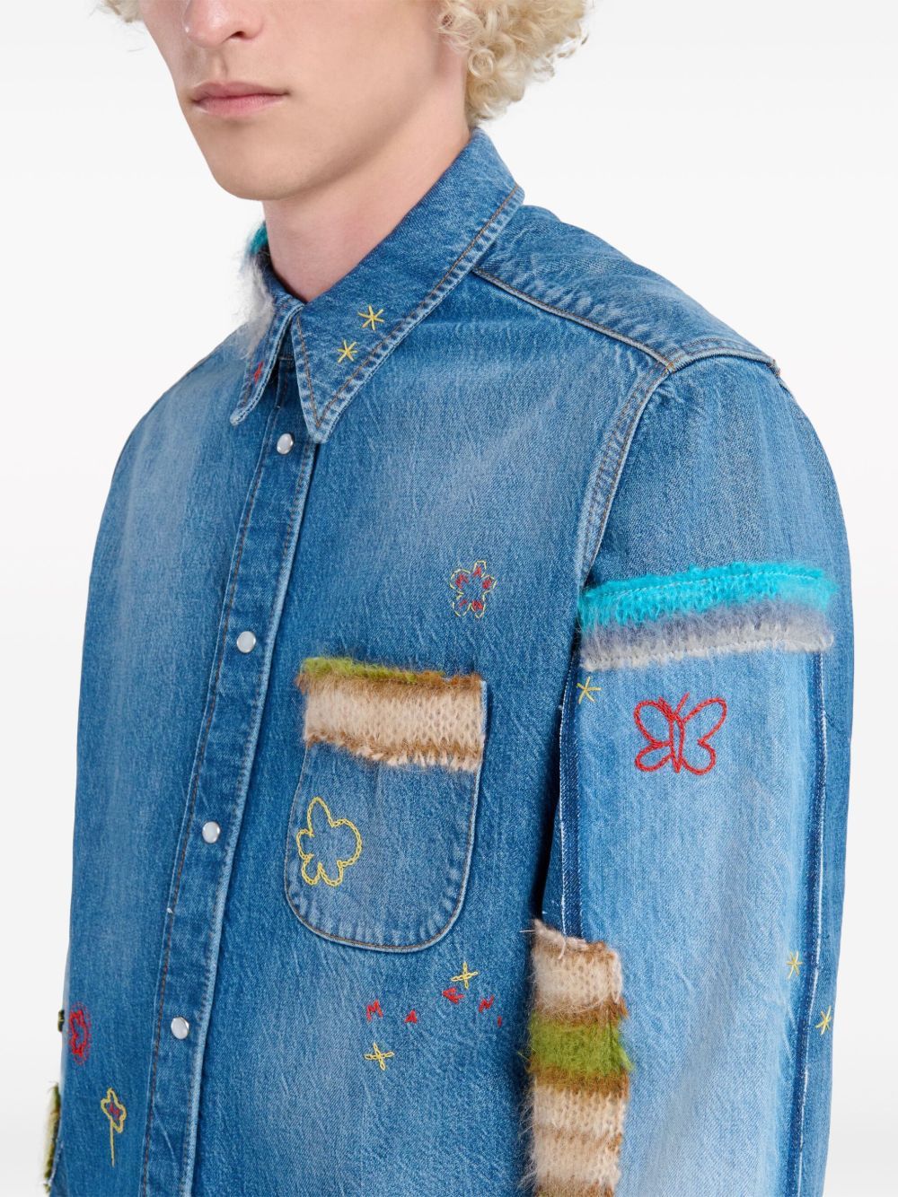 Marni o1w1db10125 Embroidered Denim Shirt in Multicolor Size US M / EU 48-50 / 2 - 5 Thumbnail