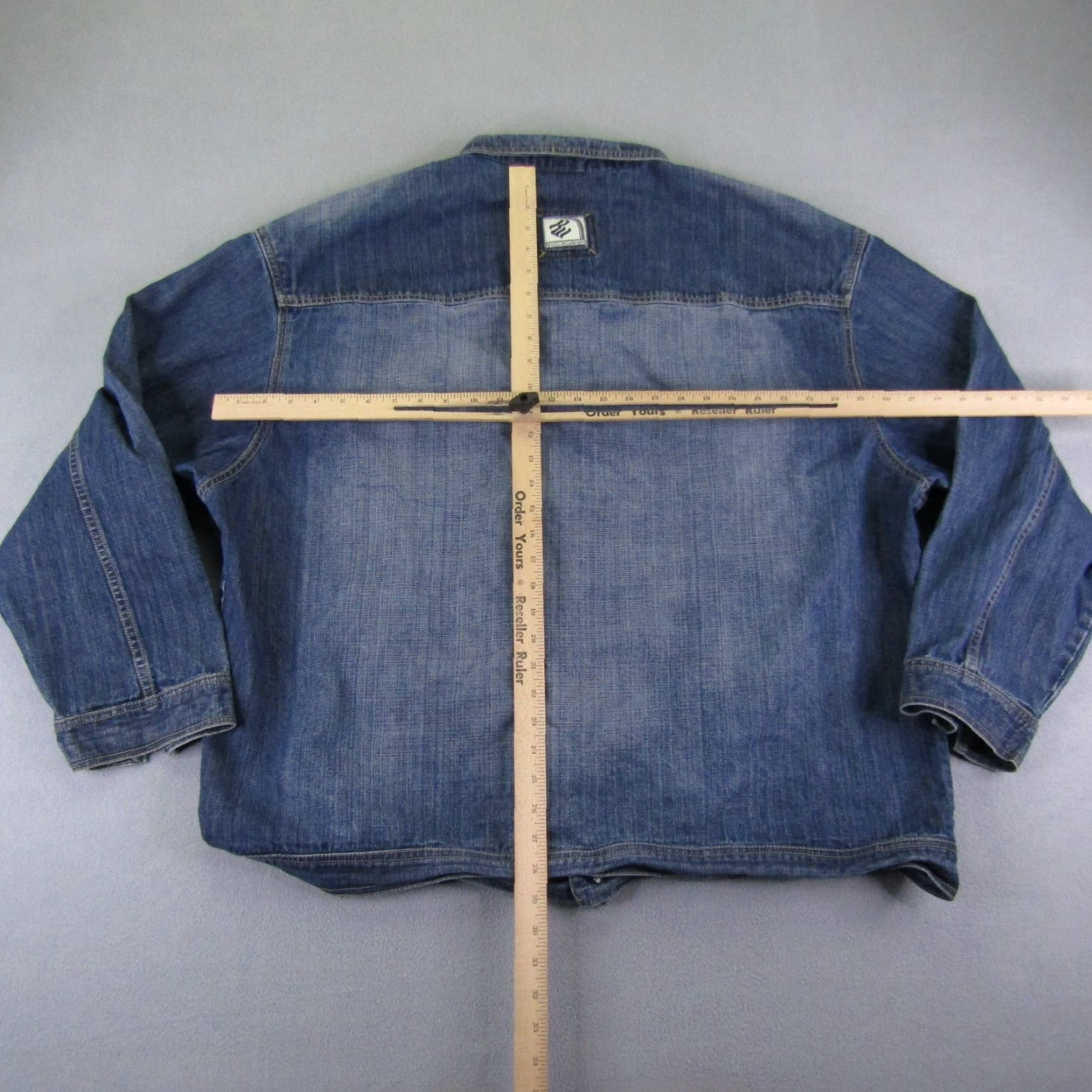 Rocawear VINTAGE Rocawear Jacket Mens XL Blue Denim Jean Button Up Trucker Coat Rap Y2K Size US 36 / EU 52 - 5 Thumbnail