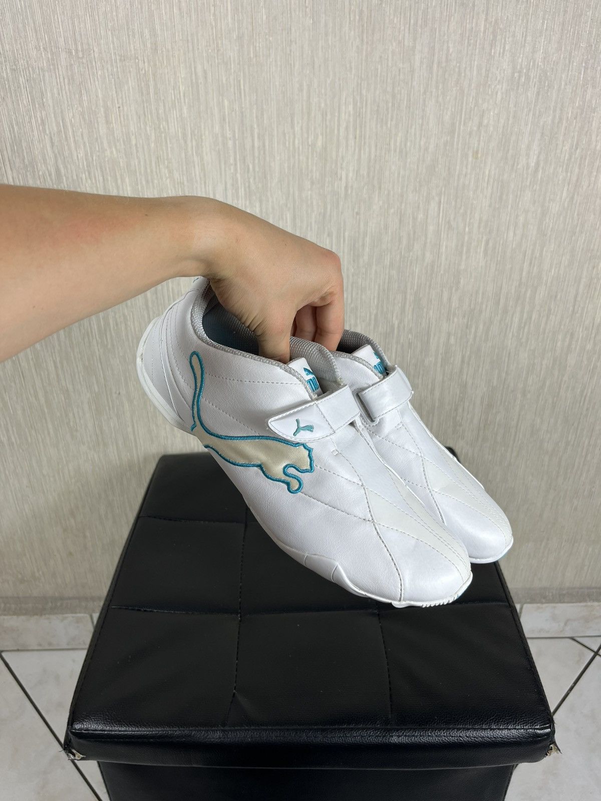 Puma × Vintage Vintage Puma y2k leather velcro shoes low sneakers speed cat Size US 8.5 / EU 41-42 - 24 Thumbnail