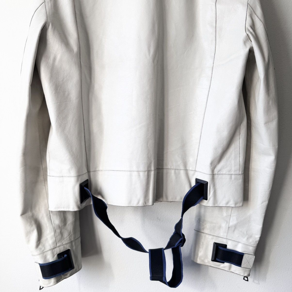 Miu Miu Miu Miu SS2000 White Belted Leather Blouson Jacket Size US L / EU 52-54 / 3 - 7 Thumbnail