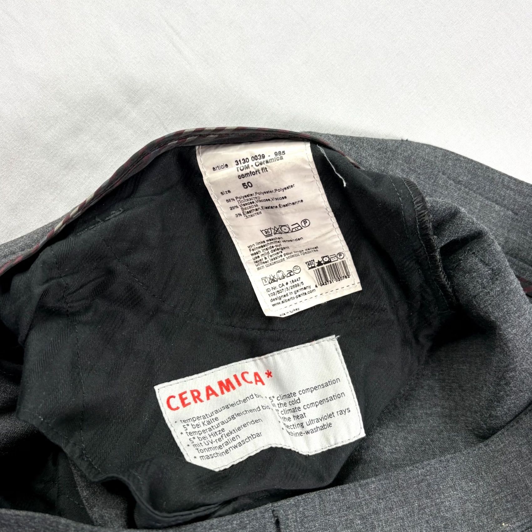 Vintage ALBERTO Pants Mens 34x32 Gray Ceramica Chino Stretch Golf Casual Pants Size US 34 / EU 50 - 5 Thumbnail