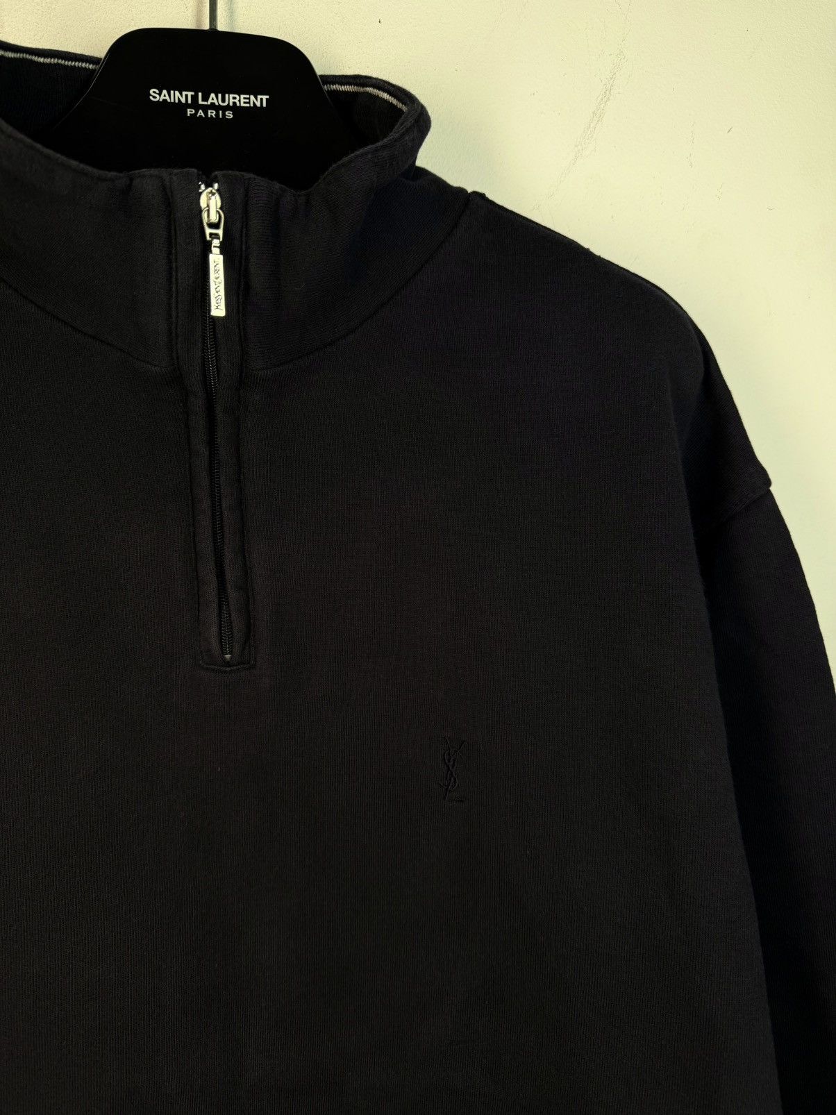 Yves Saint Laurent 90s YSL Sweatshirt 1/4 Quarter Zip Sweater Old Money Vintage Size US XL / EU 56 / 4 - 3 Thumbnail