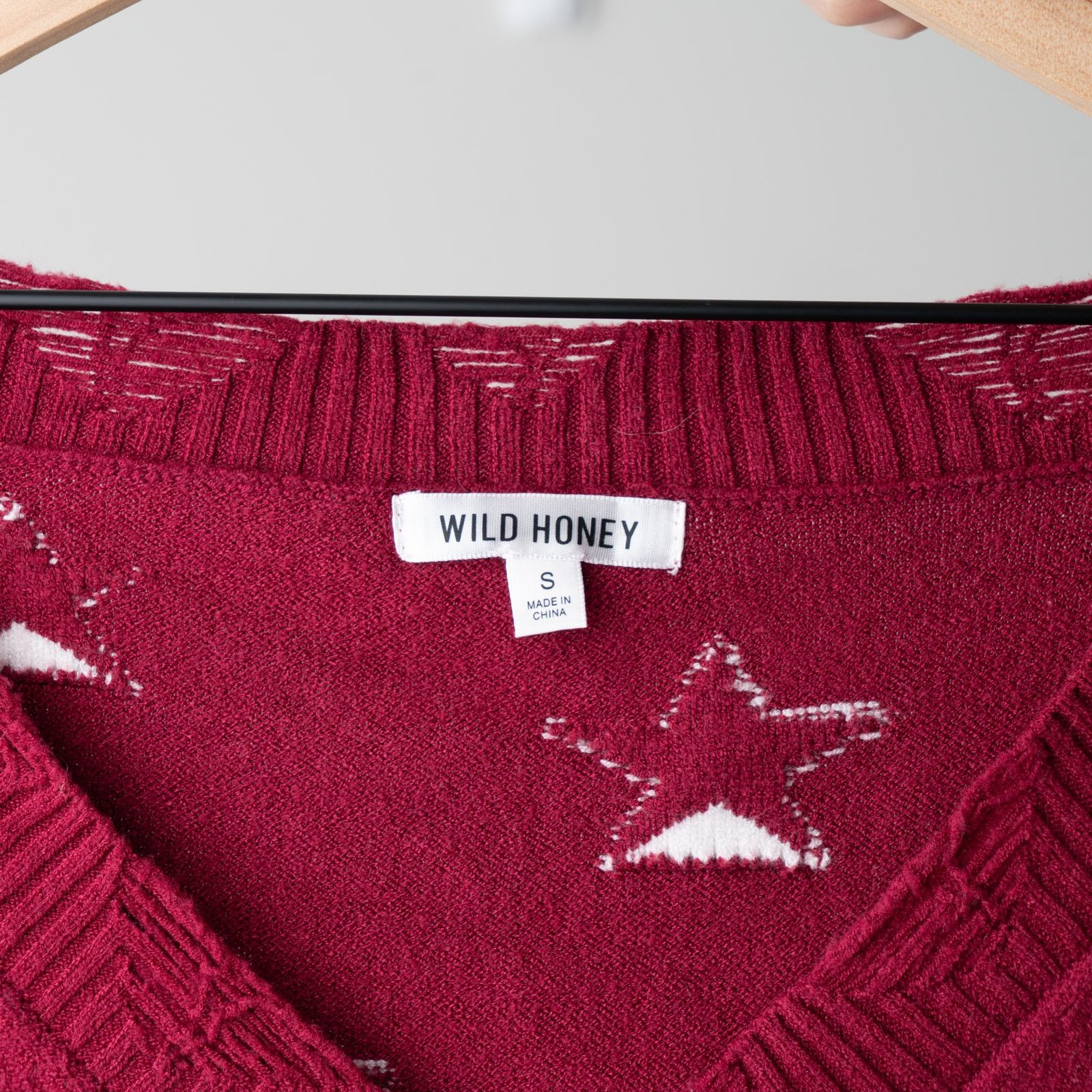 Other Wild Honey Star Pattern V-Neck Sweater Pullover Long Sleeve Size S / US 4 / IT 40 - 5 Thumbnail