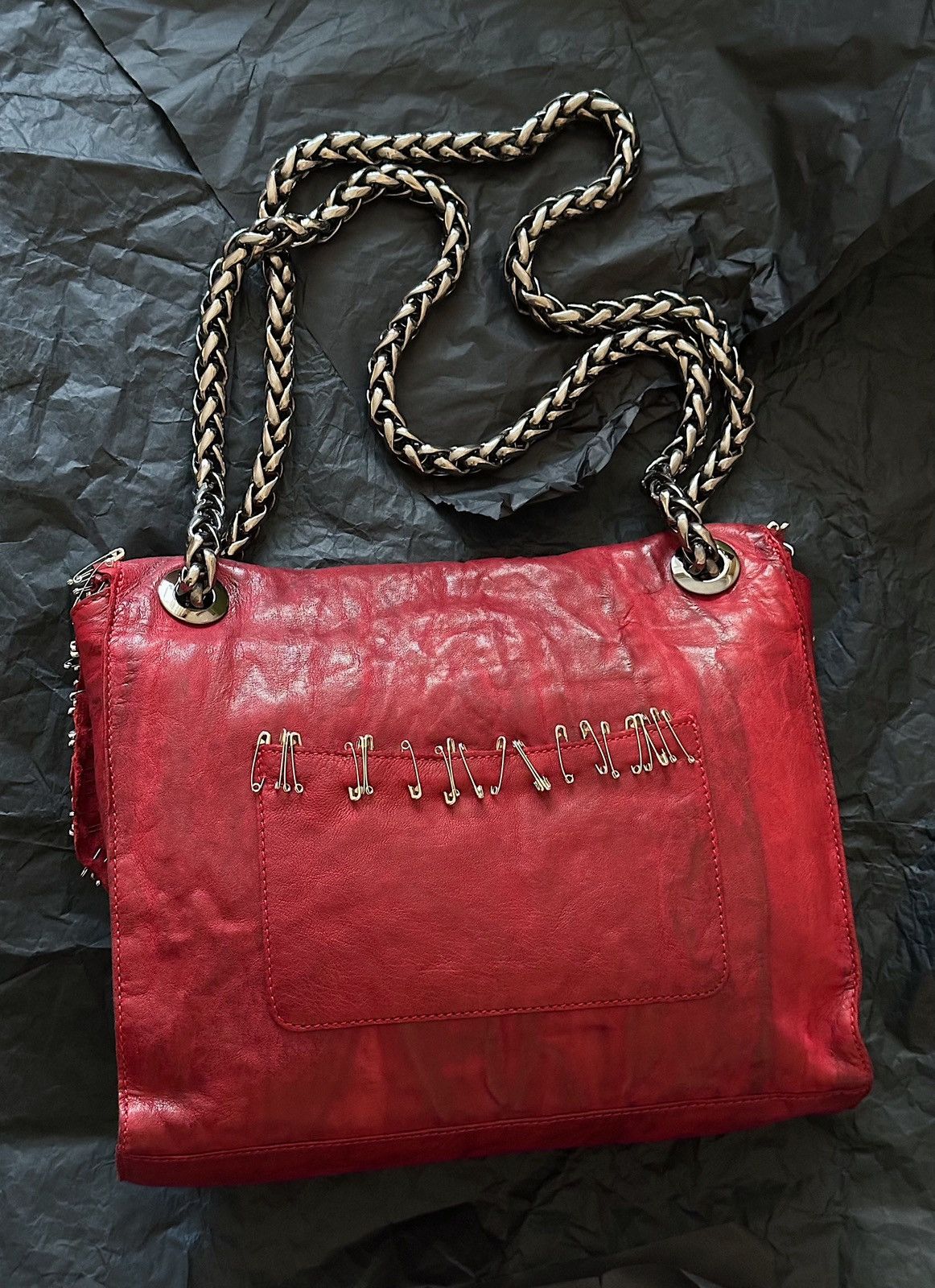 Balmain BALMAIN by Decarnin SS2011 Safety Pin Red Leather Bag runway Size ONE SIZE - 7 Thumbnail