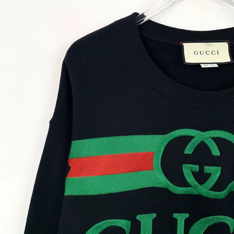 Gucci Gucci Black logo printed cotton round-neck long-sleeved swe Size US M / EU 48-50 / 2 - 3 Thumbnail