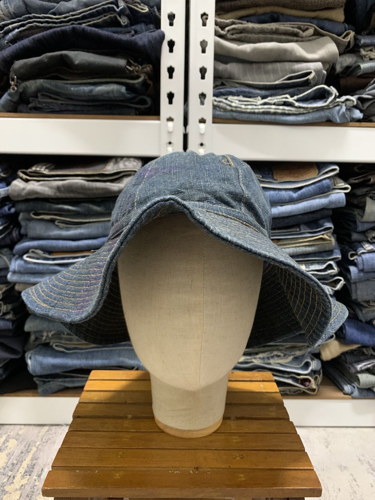 Japanese Brand Dorfman Pacific Denim Bucket Hats Wide Brim Size ONE SIZE - 2 Thumbnail