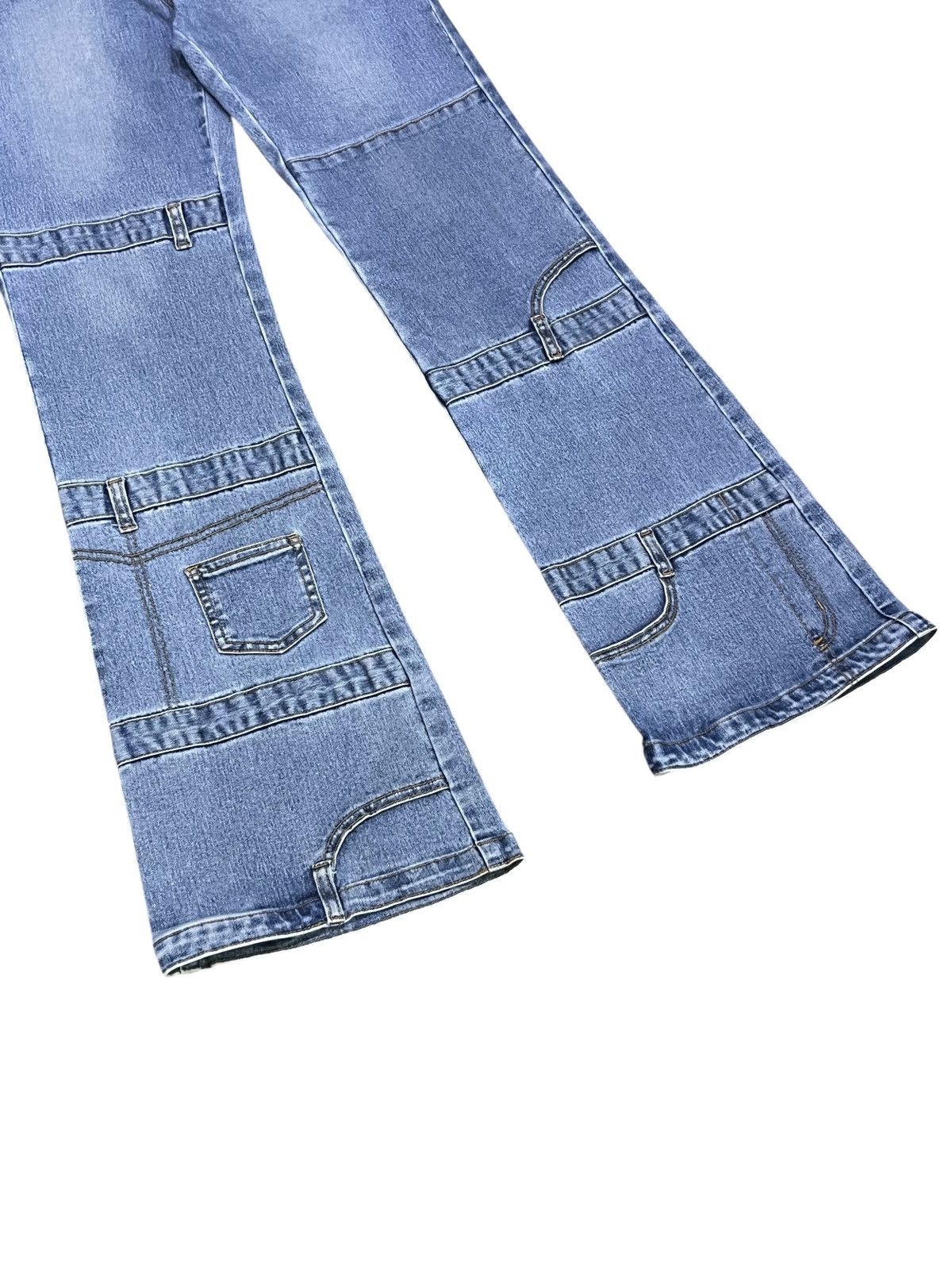 Know Wave Wave List Patchwork Stretch Flare Jeans (W28) Rare Designer Size 28" / US 6 / IT 42 - 3 Thumbnail
