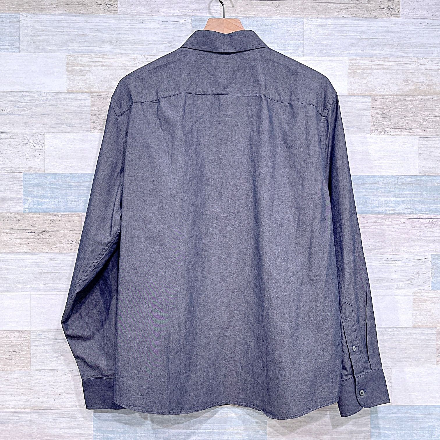 UNTUCKit UNTUCKit Chambray Long Sleeve Shirt Gray Mens XL Size US XL / EU 56 / 4 - 3 Thumbnail