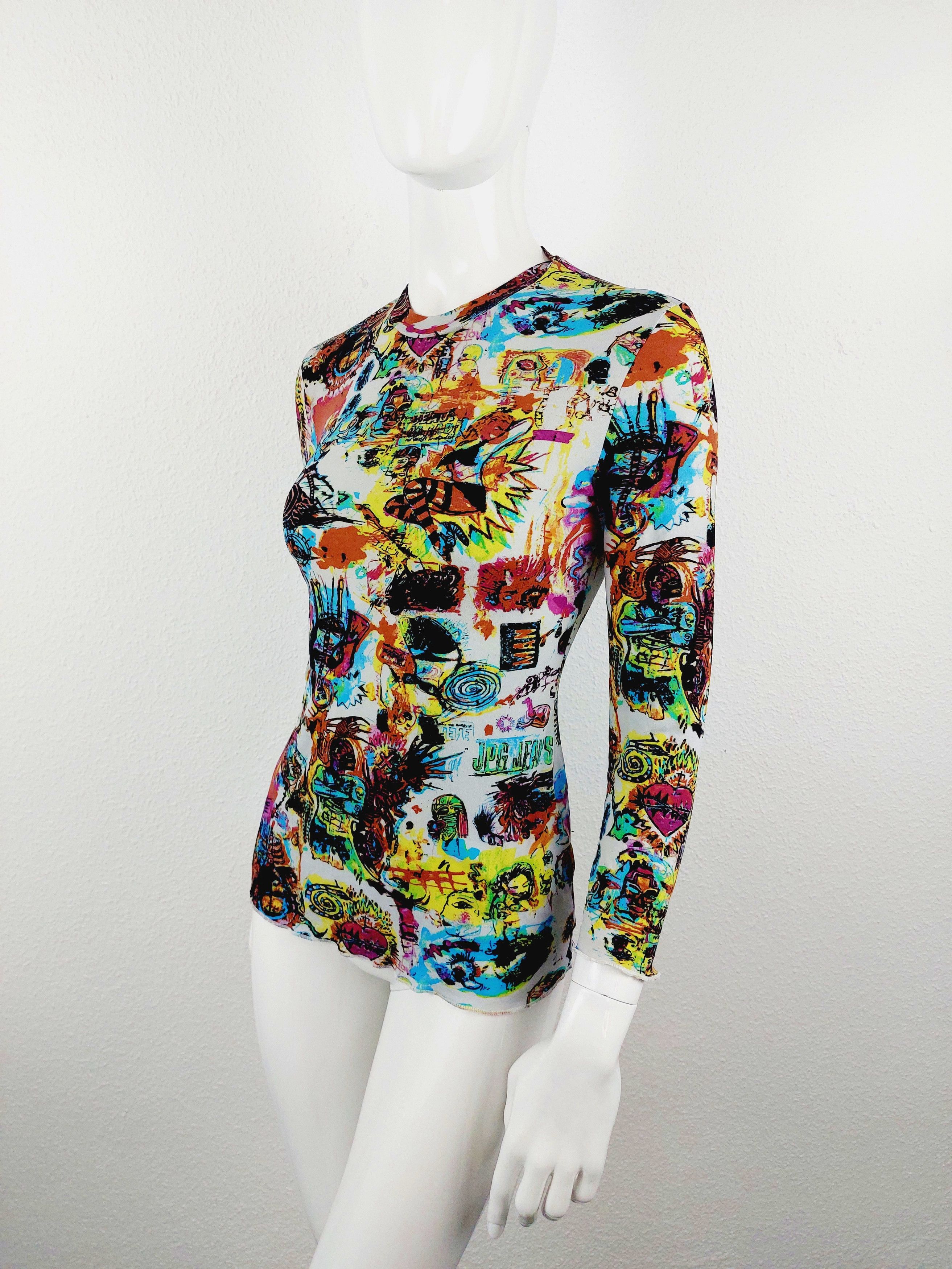 Jean Paul Gaultier Jean Paul Gaultier Basquiat Comic Art Tattoo Top T-Shirt Size US XS / EU 42 / 0 - 7 Thumbnail