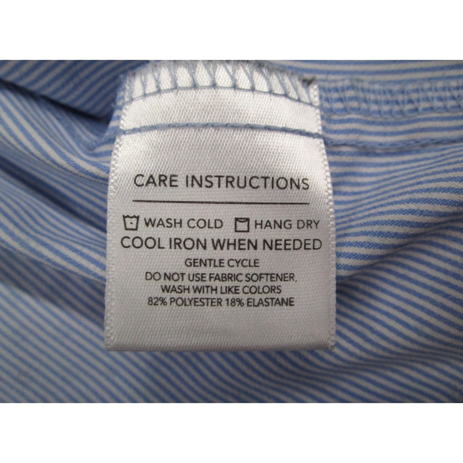 Mizzen+Main Mizzen+Main Shirt Mens 2XL Blue Striped Print Dress Shirt Slim Fit Performance Stretch Button Front Casual/Semi-Formal Menswear Size 48R - 4 Thumbnail