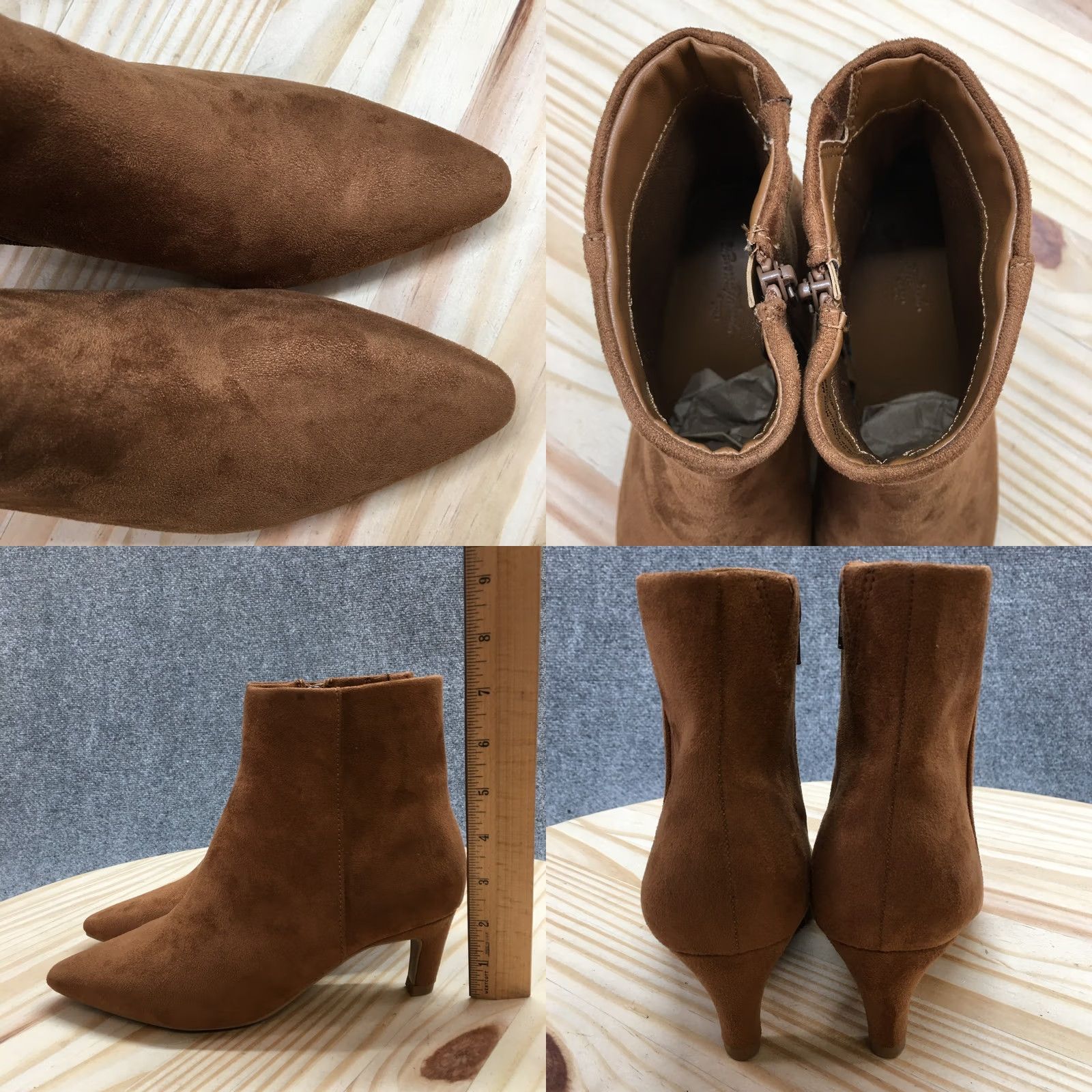 Vintage Universal Thread Boots Womens 7 Ankle Bootie Brown Side Zip Pointed Toe Stiletto Boots Size US 7 / IT 37 - 8 Thumbnail