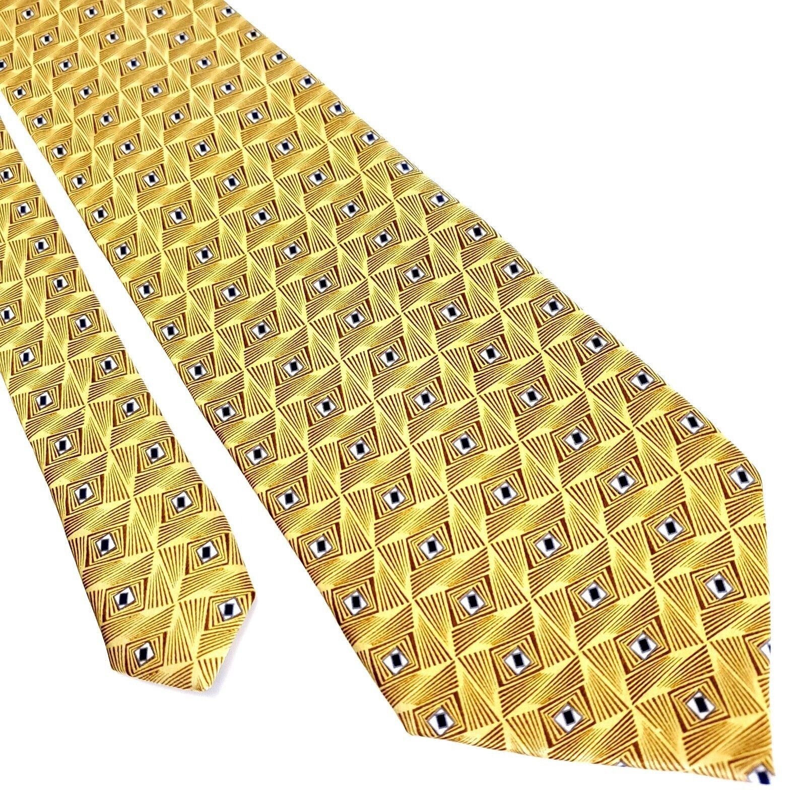 Stafford Stafford Yellow Silk Tie Woven Geometric Size ONE SIZE - 1 Thumbnail