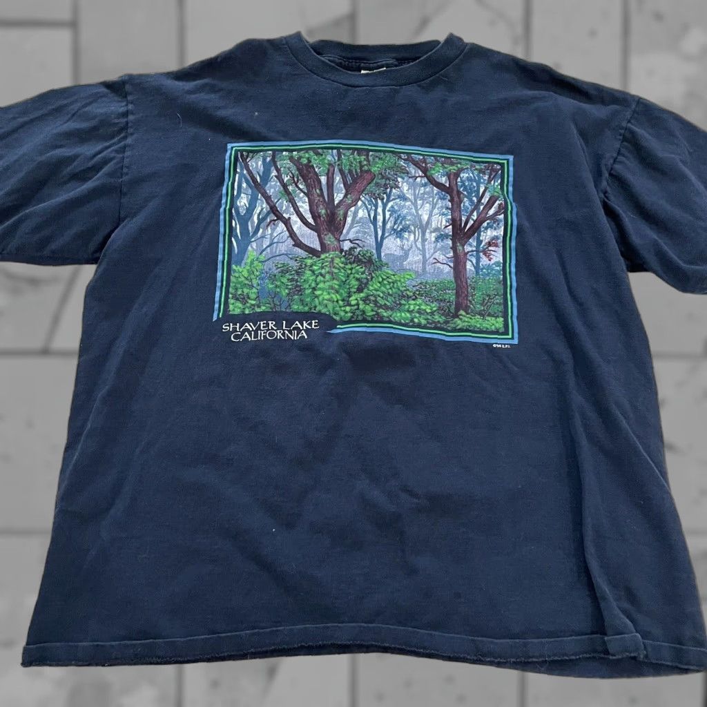 Vintage VINTAGE Eagle Stitch Lake California Graphic T-Shirt Men 2XL Silver USA Size US XXL / EU 58 / 5 - 1 Thumbnail