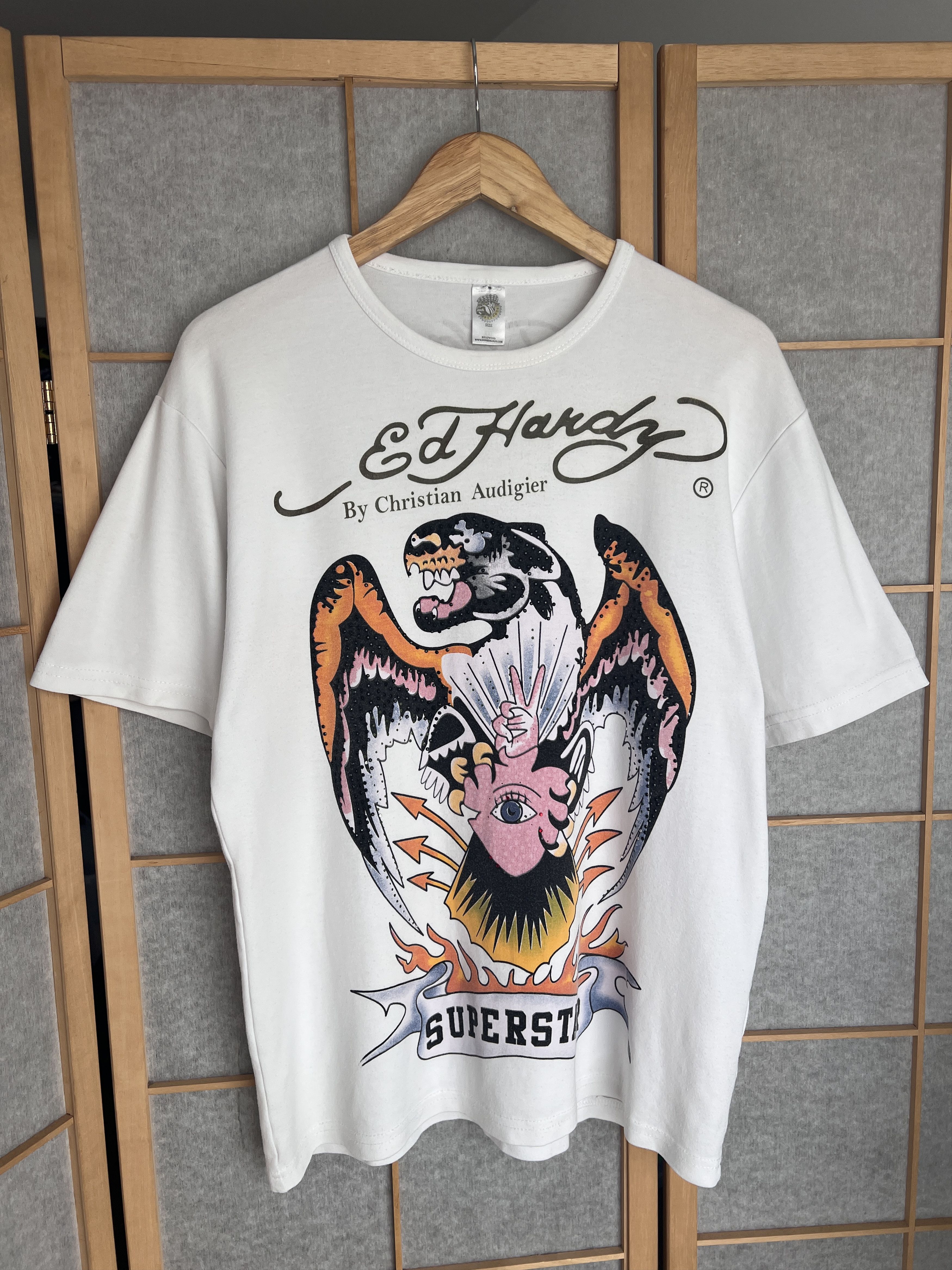 Ed Hardy Crazy Ed Hardy Superstar Rhinestones vintage printed t shirt Size US XL / EU 56 / 4 - 21 Thumbnail