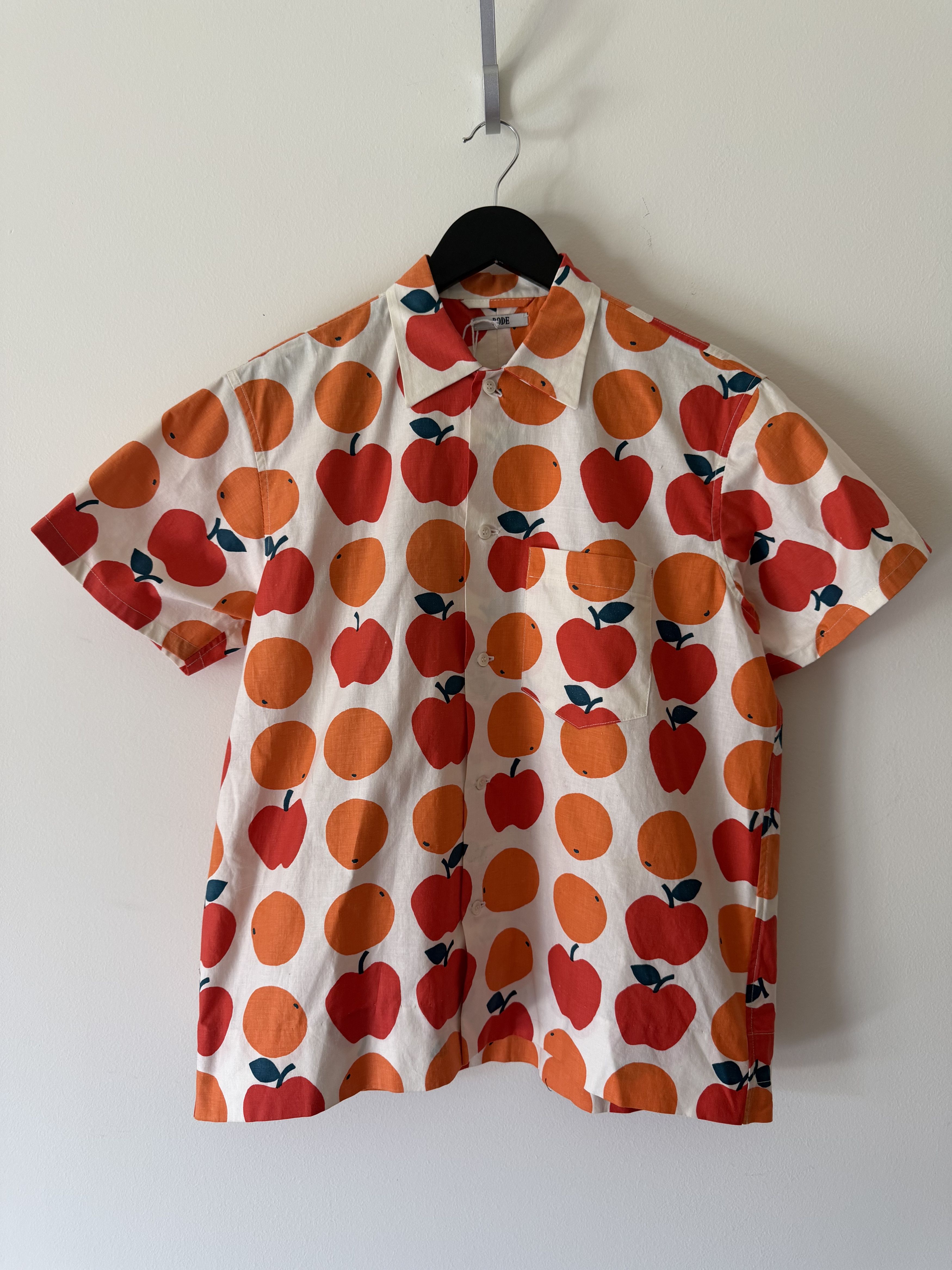 Bode Bode One Of A Kind Tablecloth Shirt in White Orange Size US S / EU 44-46 / 1 - 1 Thumbnail