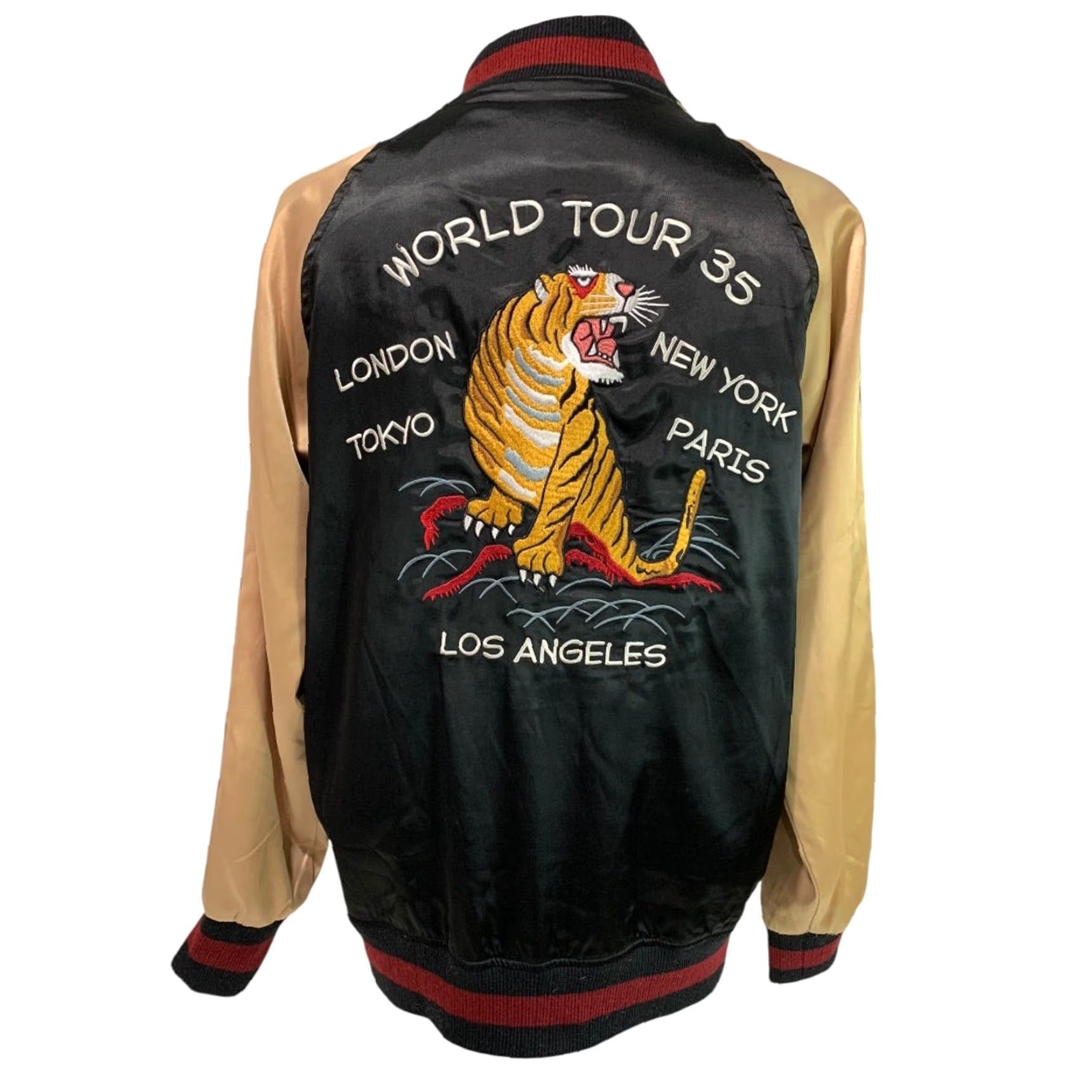 Vintage VINTAGE Stussy World Tour 35 Black Unisex Bomber Jacket M 1990s Coat Mens Womens Size M / US 6-8 / IT 42-44 - 7 Thumbnail