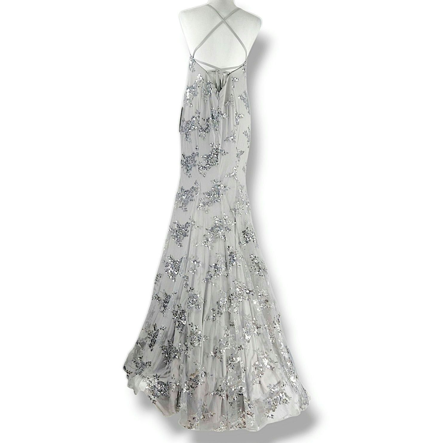 Other Stacees Mermaid Sequin Gown Silver Prom Wedding Custom NWT Size XXL / US 16-18 / IT 52-54 - 6 Thumbnail
