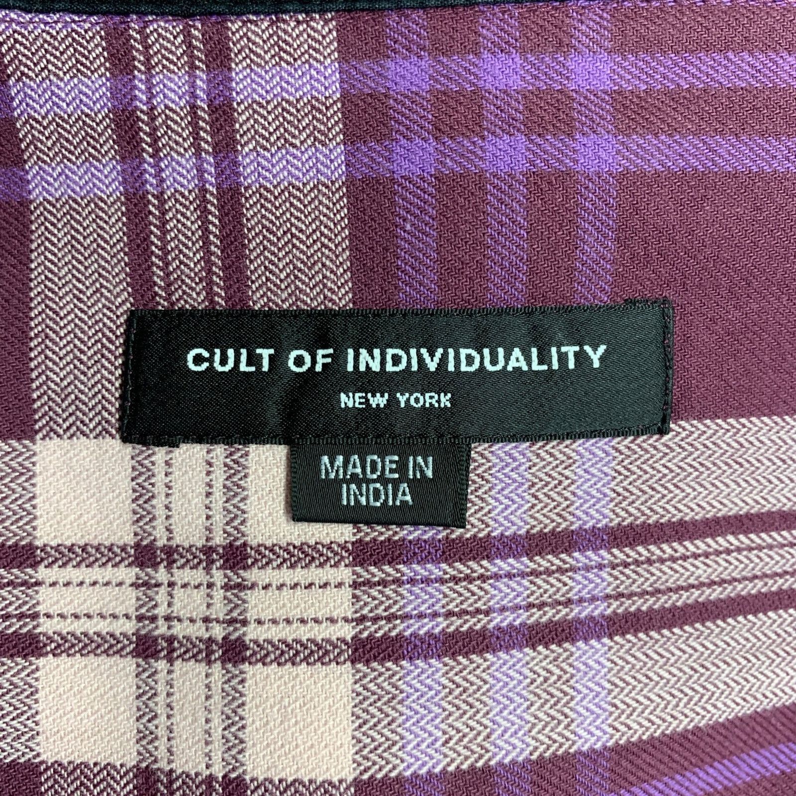 Cult Of Individuality Size S Purple Plaid Cotton Button Up Long Sleeve Shirt Size US S / EU 44-46 / 1 - 5 Thumbnail