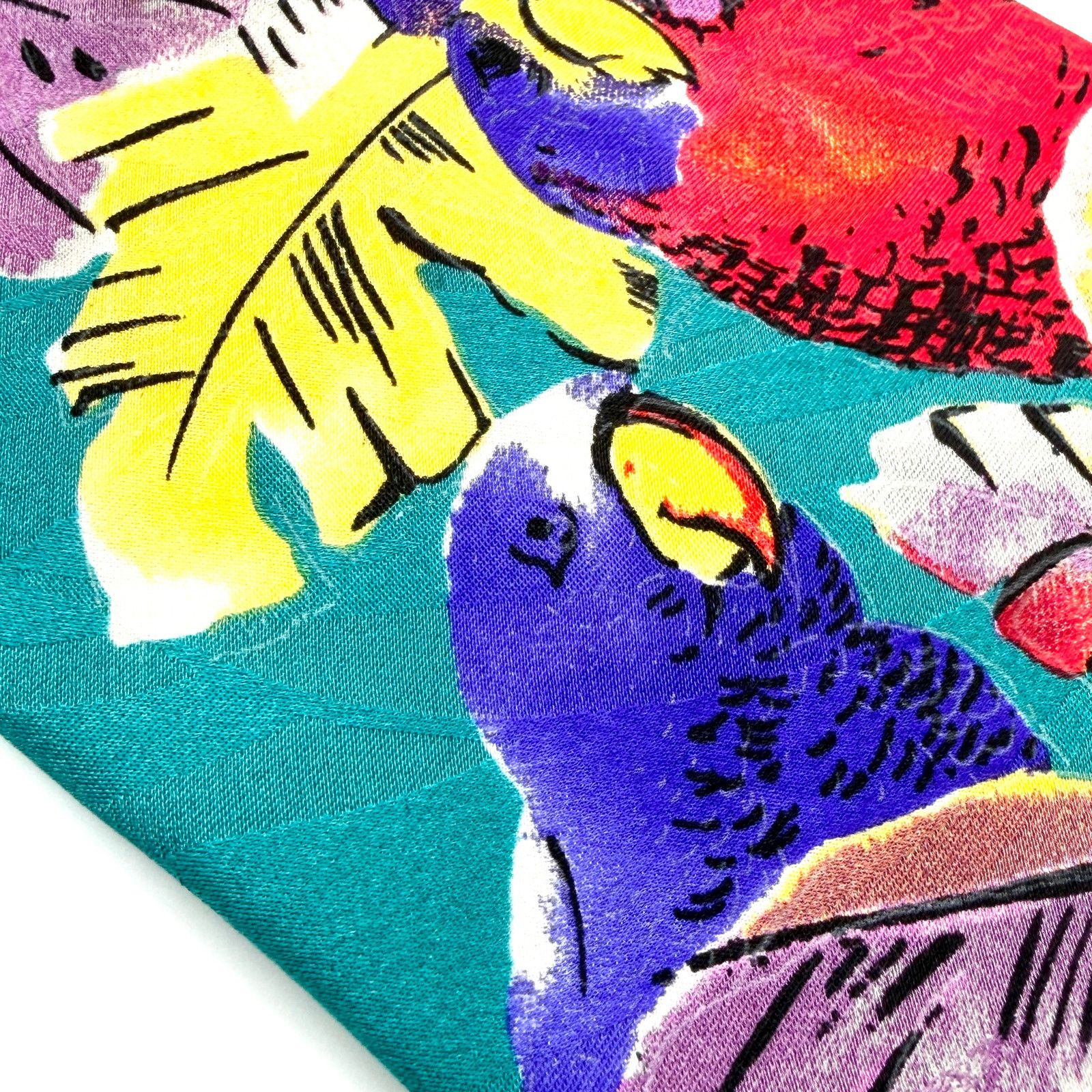 Vintage Vintage 90s Teal 100% Silk Tropical Parrot Print Necktie Size ONE SIZE - 4 Thumbnail