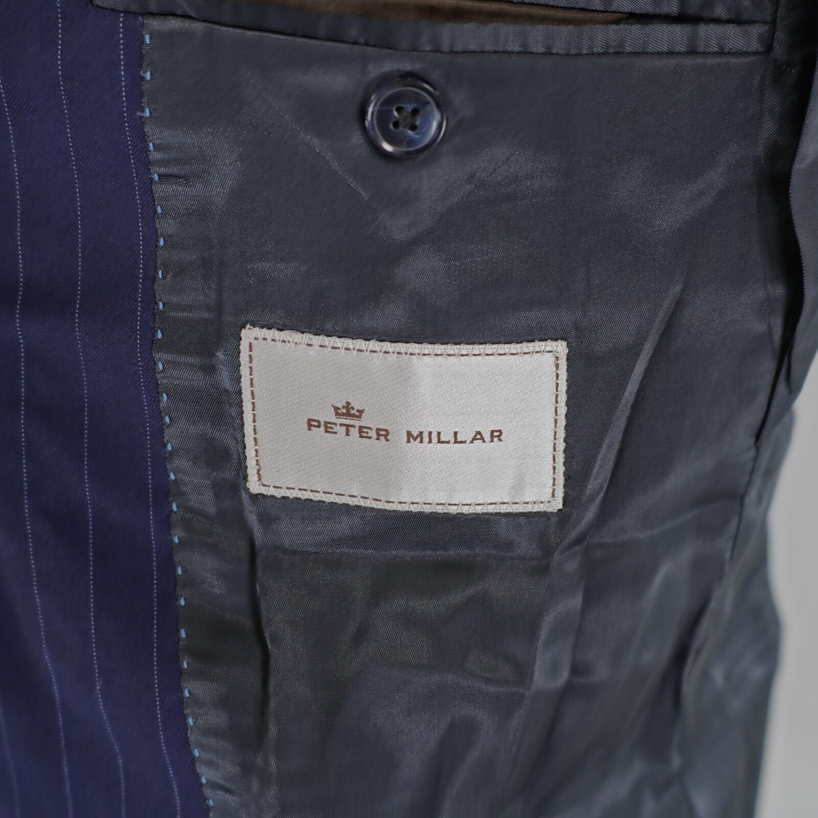 Peter Millar Peter Millar Blue Wool Striped Suit Jacket 38R 2 Button Tagg Size 38R - 8 Thumbnail