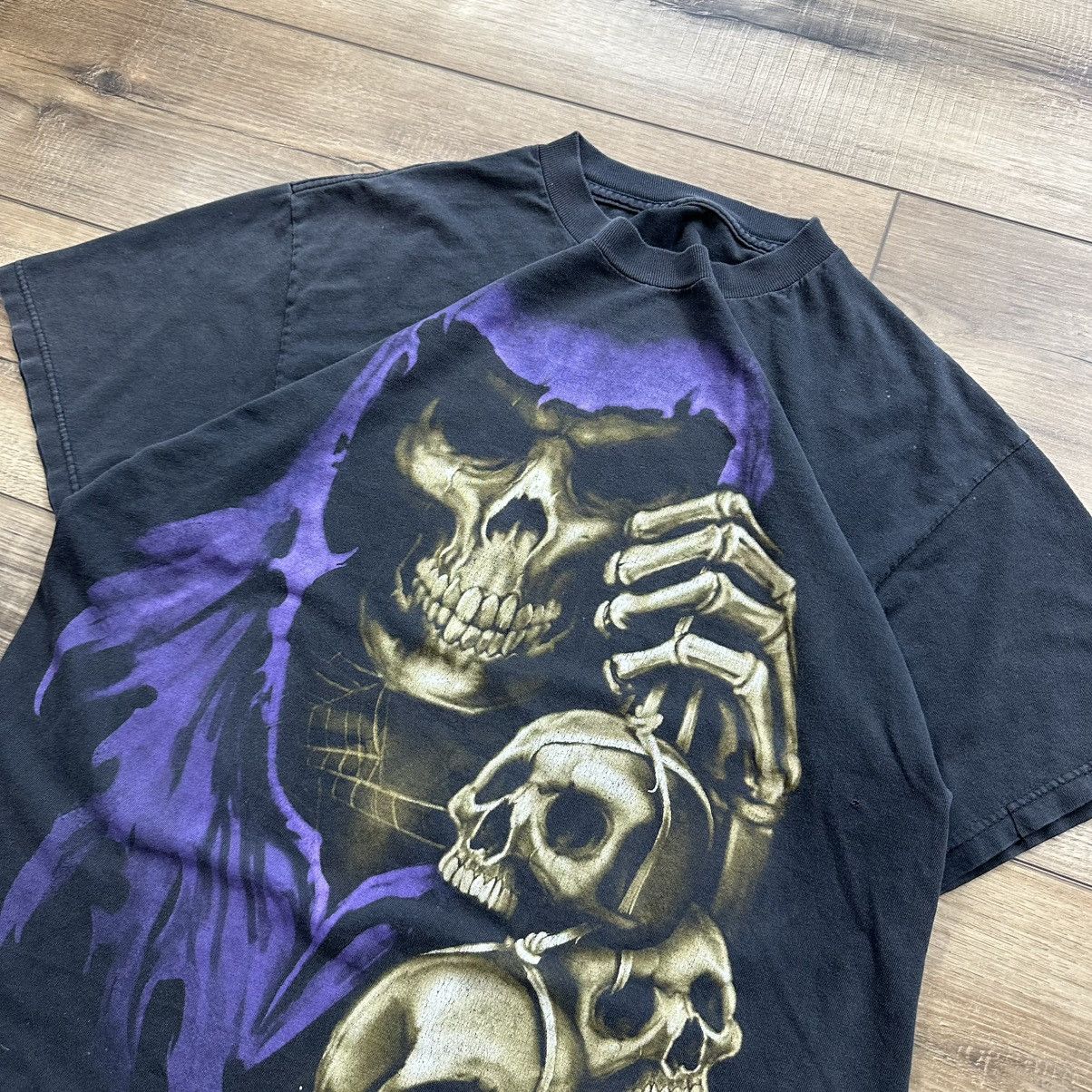Other Vintage 2000s Y2K Grim Reaper Skull Grunge Graphic Tee Size US M / EU 48-50 / 2 - 4 Thumbnail