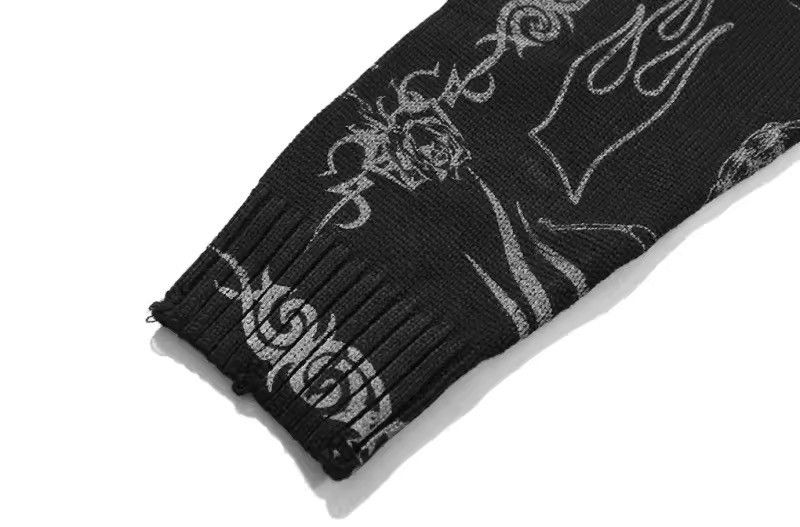 Japanese Brand Grunge y2k goth skull tribal skeleton knit sweater Size US L / EU 52-54 / 3 - 5 Thumbnail