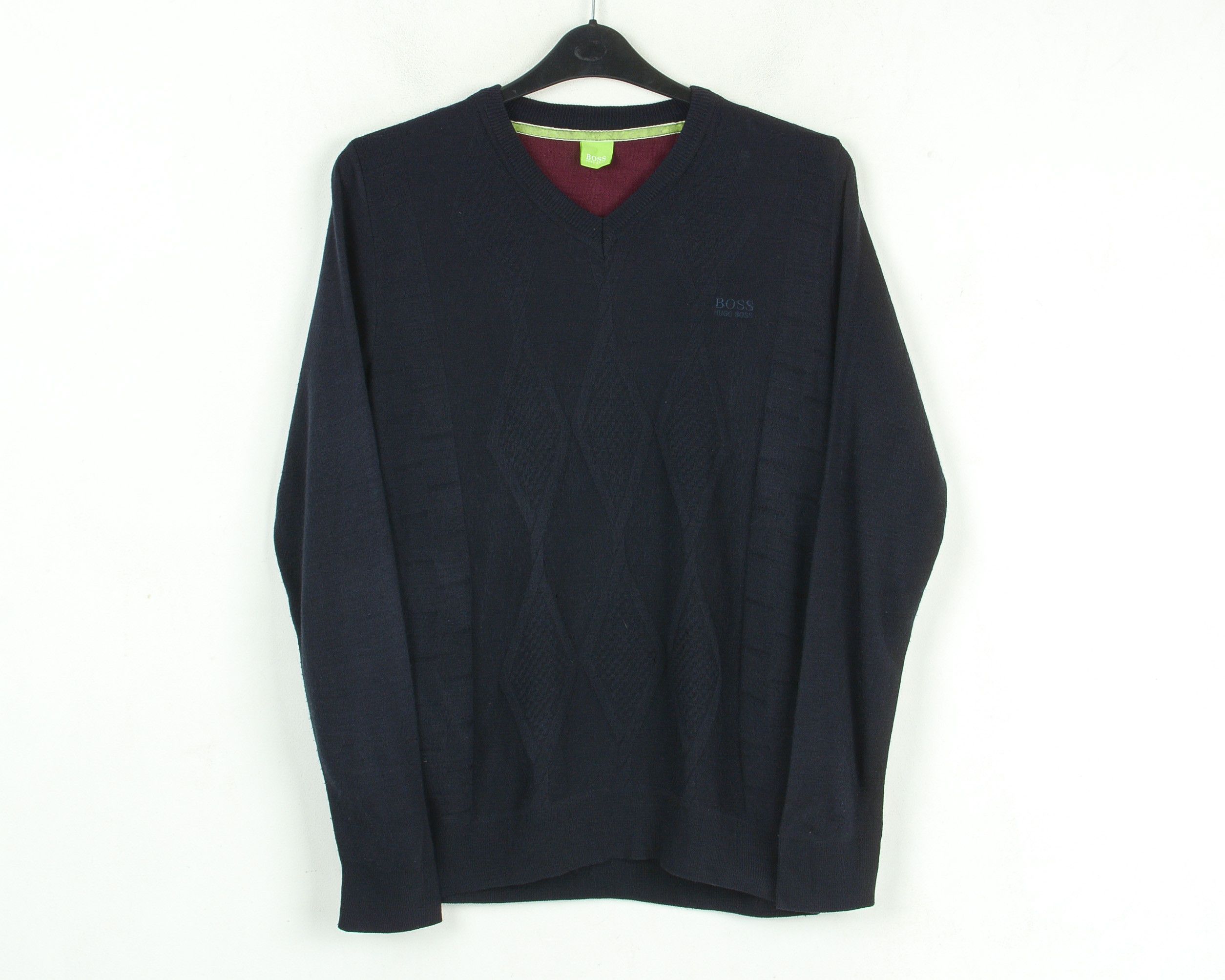 Hugo × Hugo Boss Green Label Argyle Sweater Sweatshirt Jumper V-Neck Pullover Size US M / EU 48-50 / 2 - 1 Thumbnail