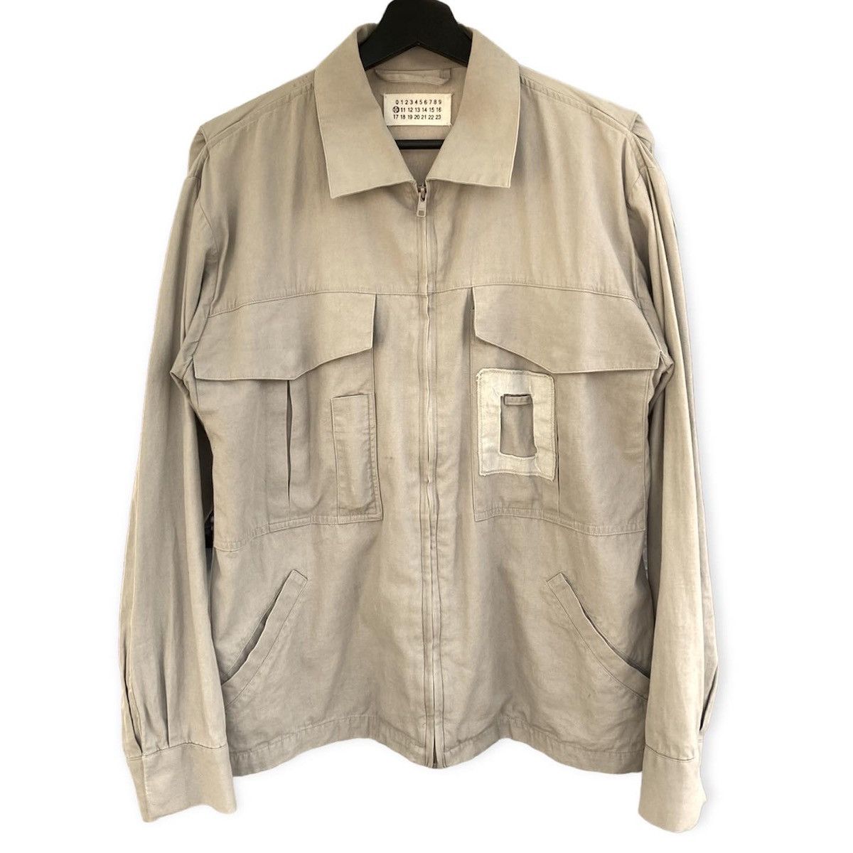 Pre-owned Maison Margiela Ss2002 Reconstructed French Military Jacket Cutout In Beige