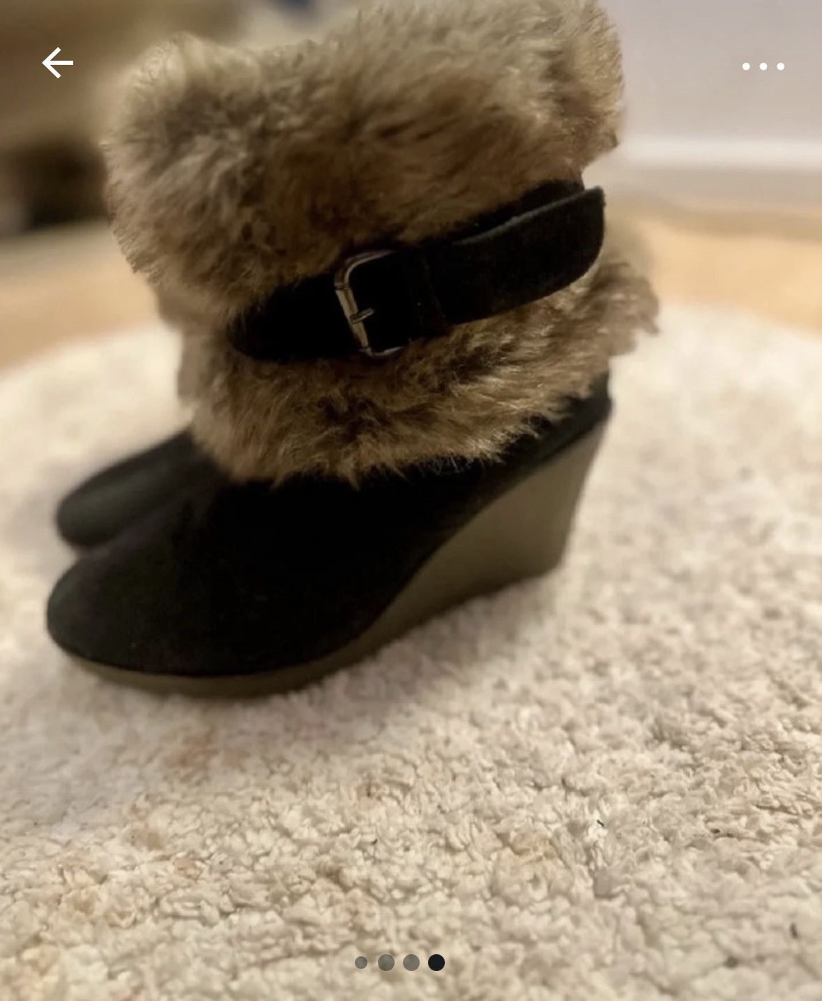 Other Vintage Faux Fur Buckle Wedge Boots Size US 6 / IT 36 - 3 Thumbnail