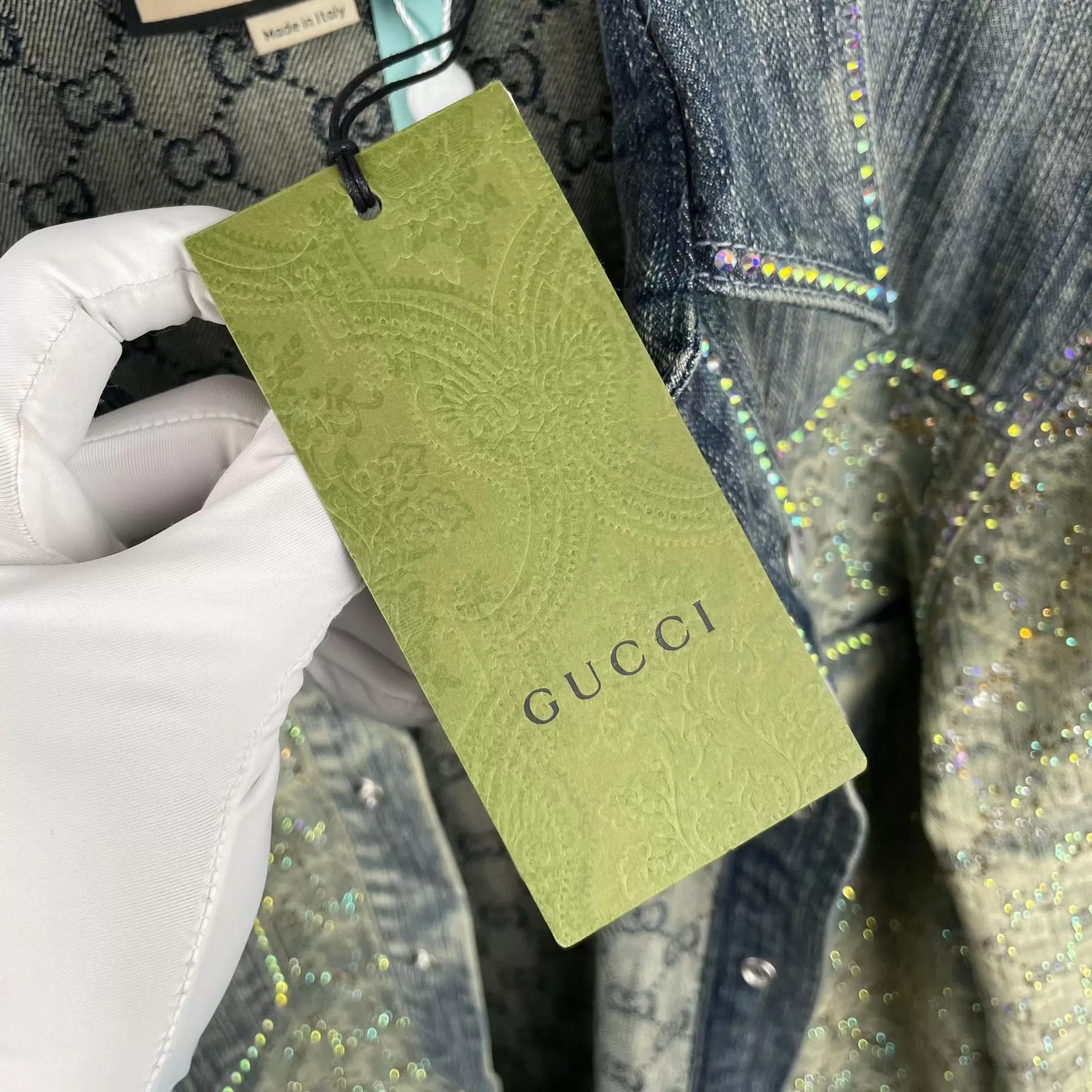 Gucci Gucci Distressed Blue Denim Jacket Paved Crystals 48 NWT Size US M / EU 48-50 / 2 - 5 Thumbnail