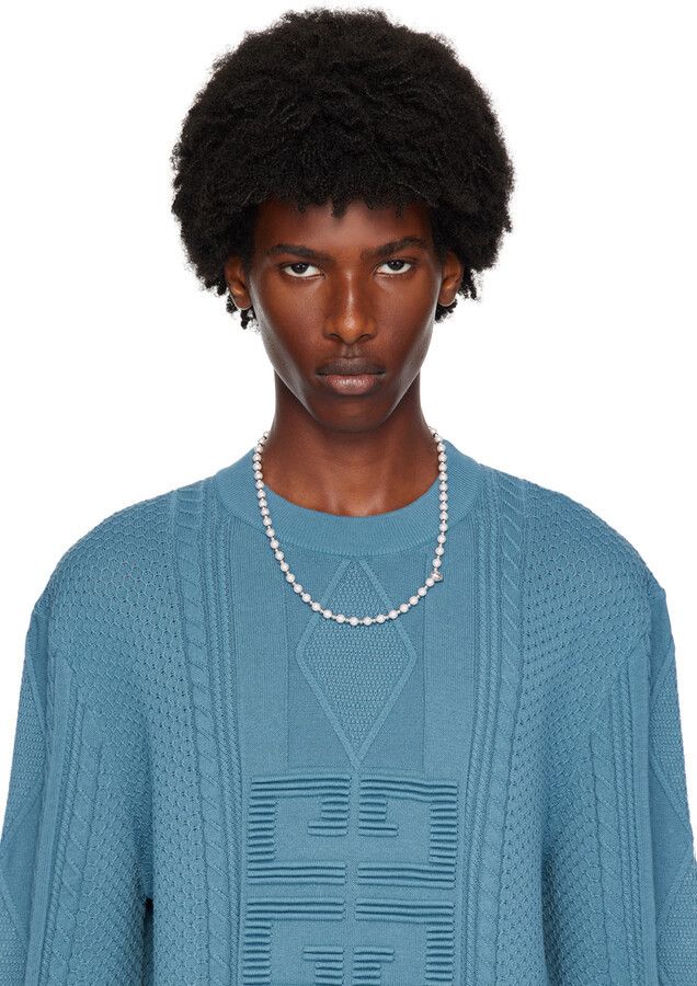 Givenchy o1n1vont0326 Size:OS/G Stud Pearl Necklace in Silver/White Size ONE SIZE - 2 Thumbnail