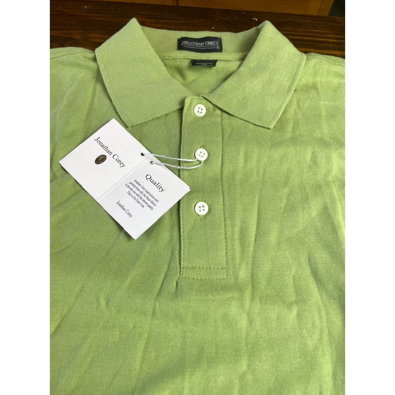 Vintage Jonathan Corey Shirt Men L Green Pima Cotton NWT Polo Short Sleeve Collared Shirt Mens Regular Size US L / EU 52-54 / 3 - 3 Thumbnail