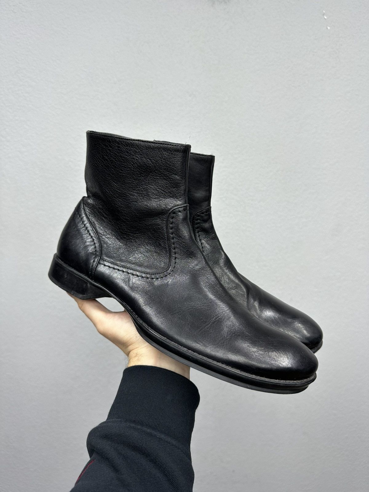 If Six Was Nine AS 98 Vibe Artisan Black Leather Side Zip Ankle Biker Boots Size US 11.5 / EU 44-45 - 1 Thumbnail