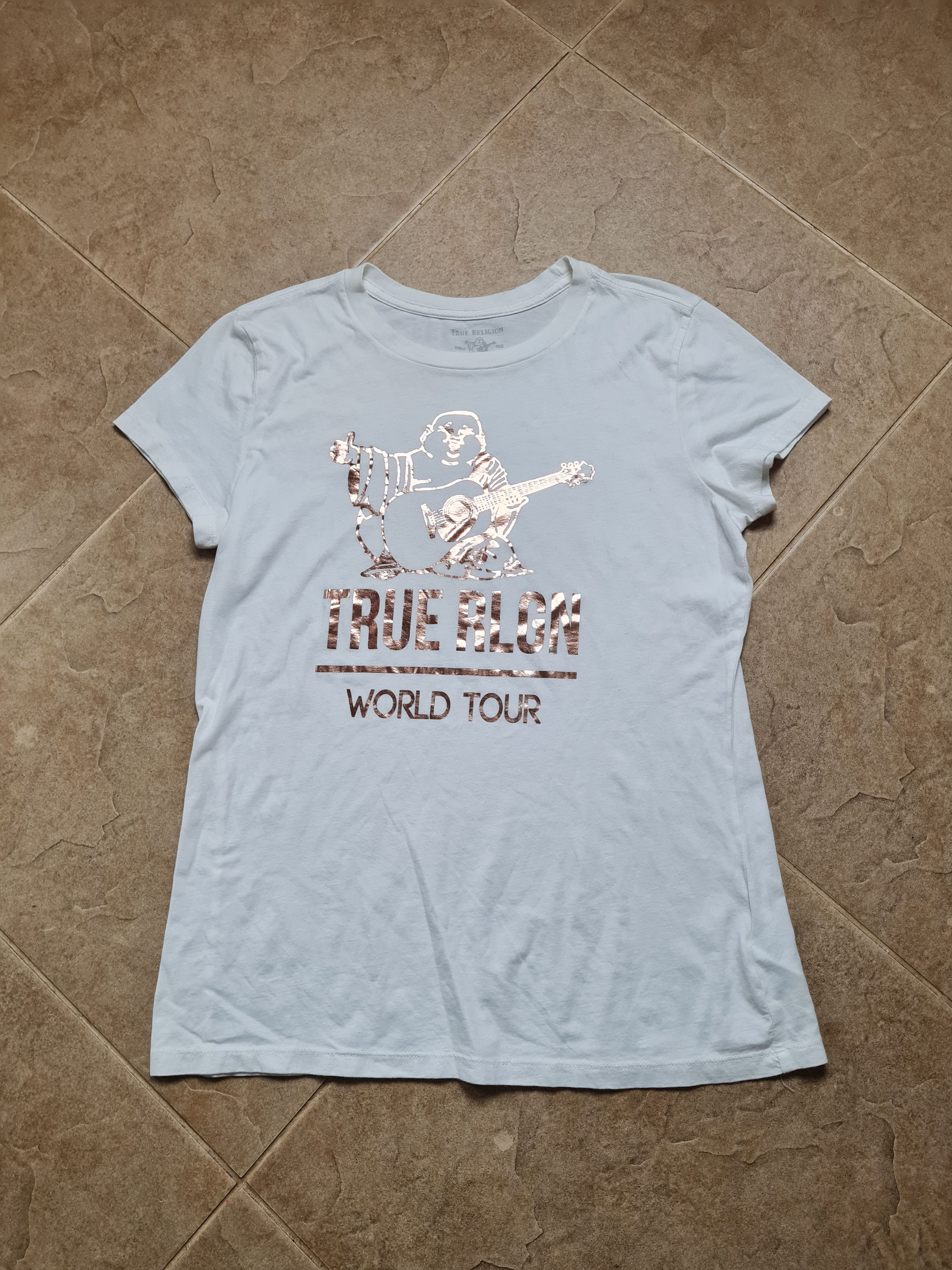 True Religion Womens True Religion White Cotton T-Shirt Crew Neck Logo Size L / US 10 / IT 46 - 8 Thumbnail