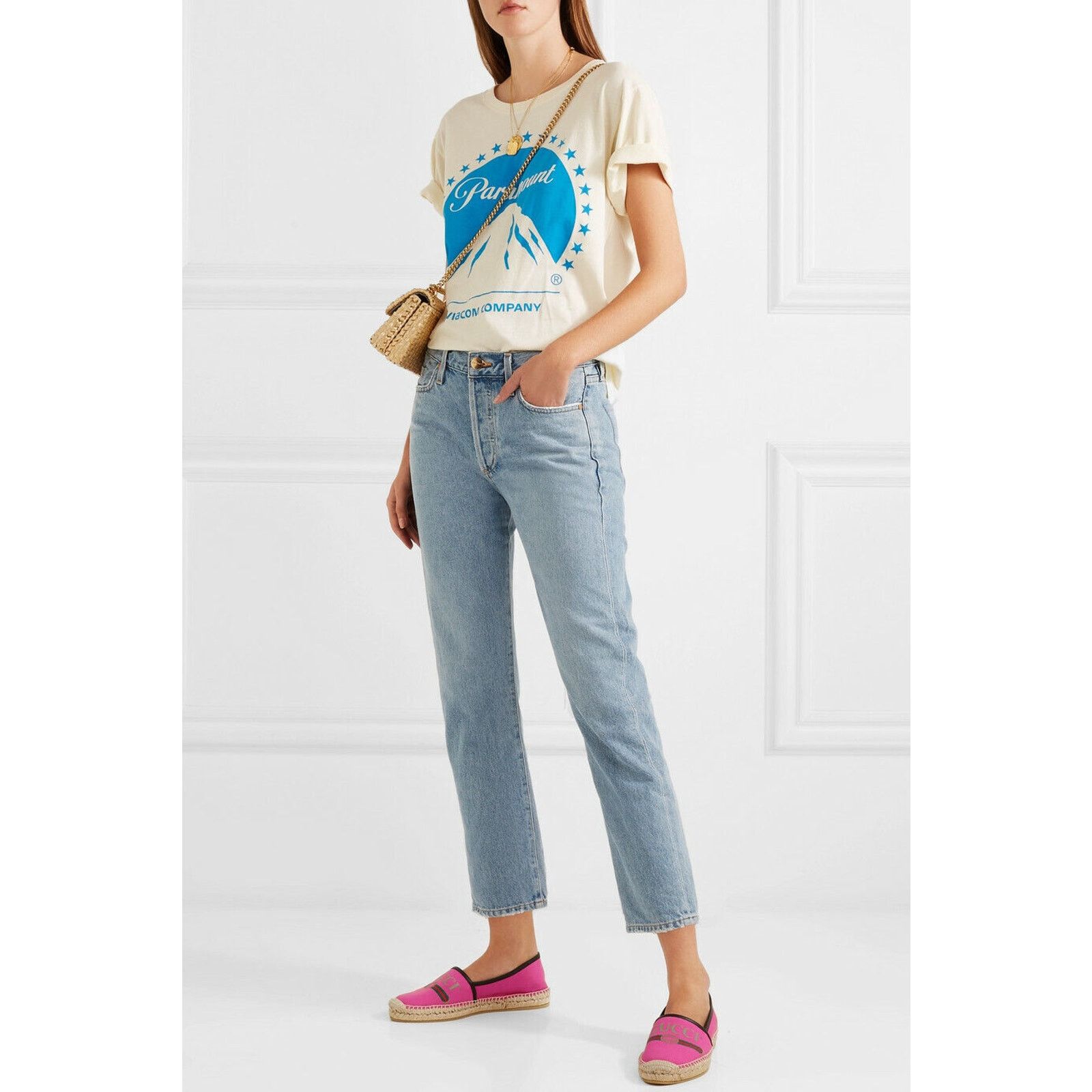 Gucci Gucci Pilar Pink Canvas Black Leather Trim GG Logo Print Size US 5.5 / IT 35.5 - 5 Thumbnail