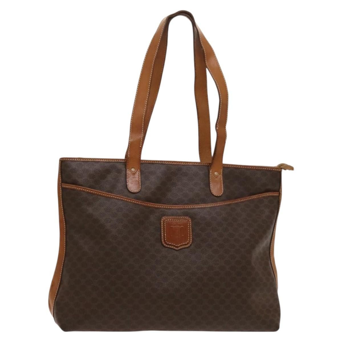 Celine Macadam Canvas Tote Bag Pvc Leather Brown Auth Ba1814, Women's