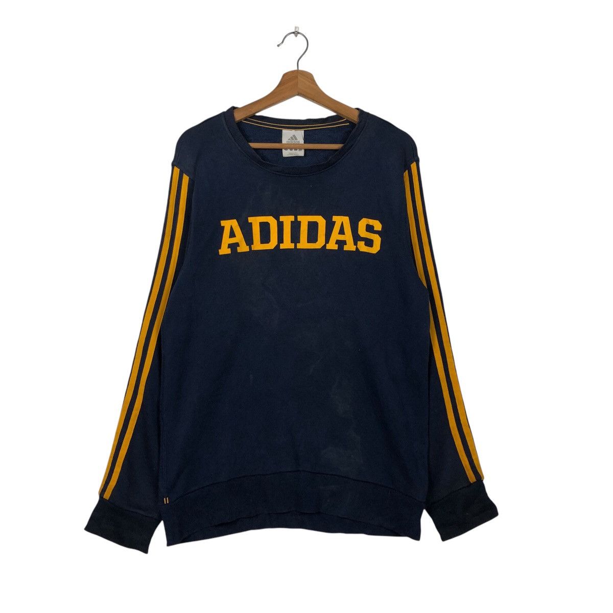 Adidas 📌Vintage Sweatshirt Adidas Striped Big Logo Spell Out Size US L / EU 52-54 / 3 - 2 Thumbnail
