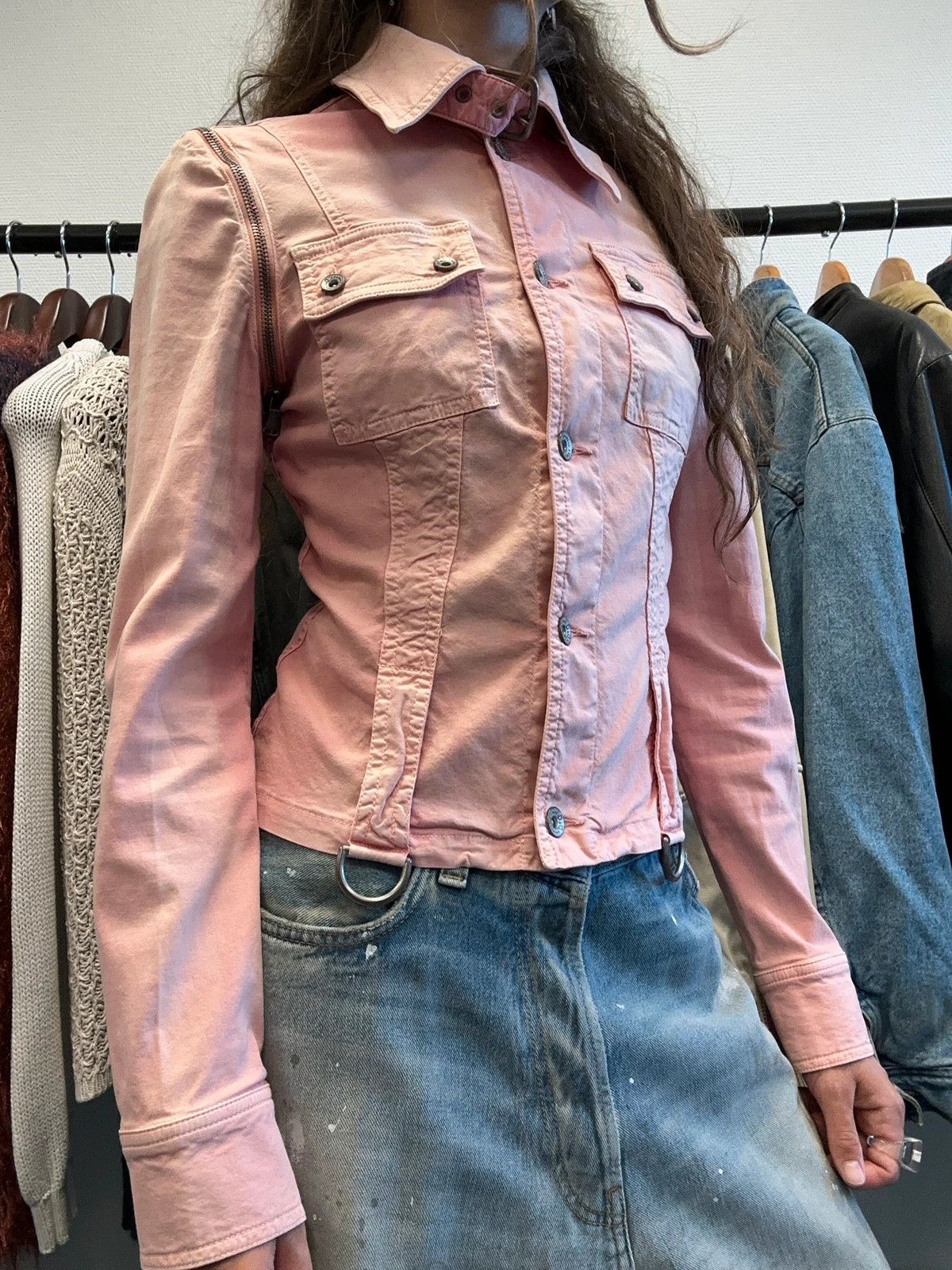 Dolce & Gabbana Dolce Gabbana SS2004 Detachable Pink Faded Zip Denim Jacket Size S / US 4 / IT 40 - 2 Thumbnail