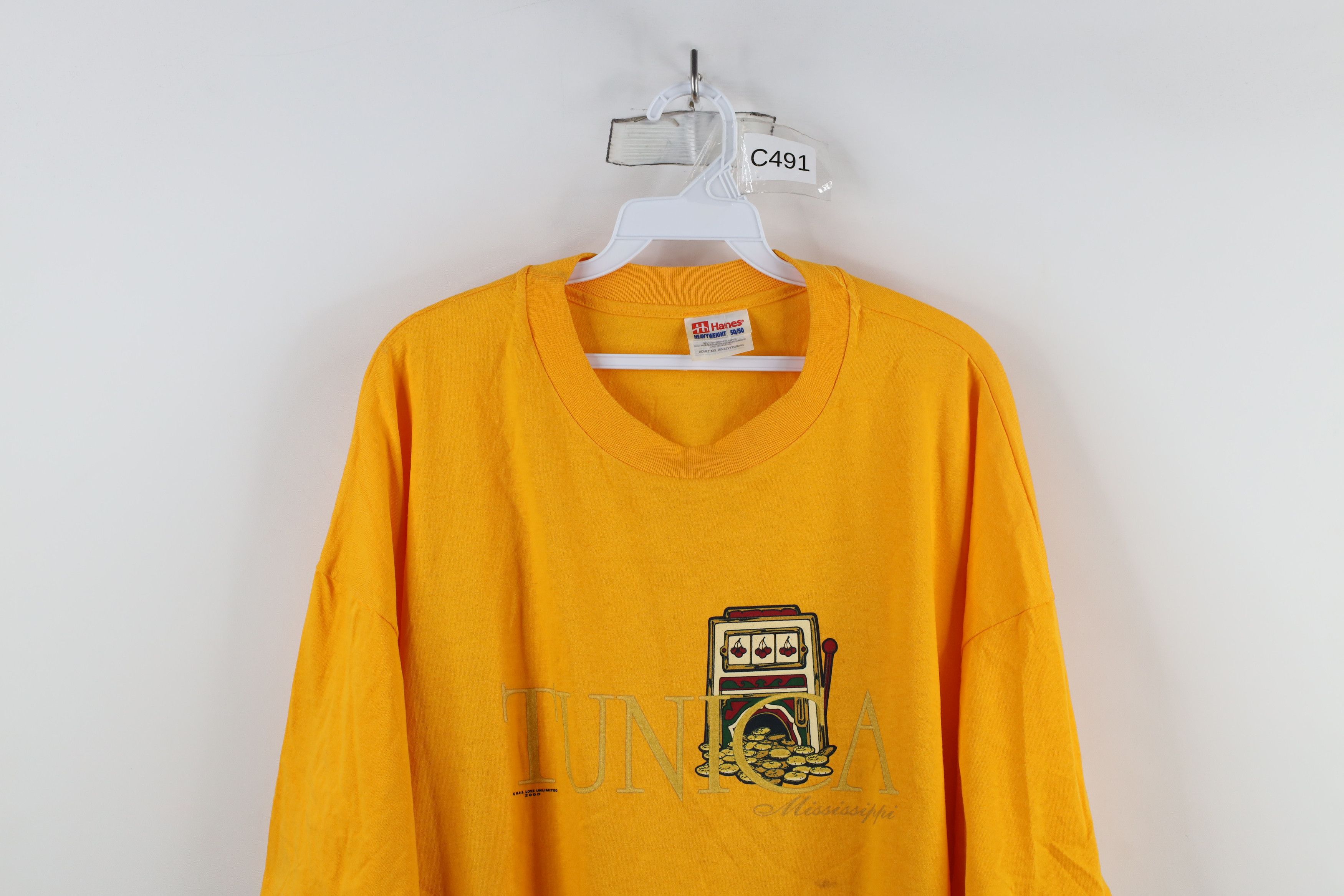 Vintage Vintage Y2K 2000 Streetwear Casino T-Shirt Yellow Size US XXL / EU 58 / 5 - 2 Thumbnail
