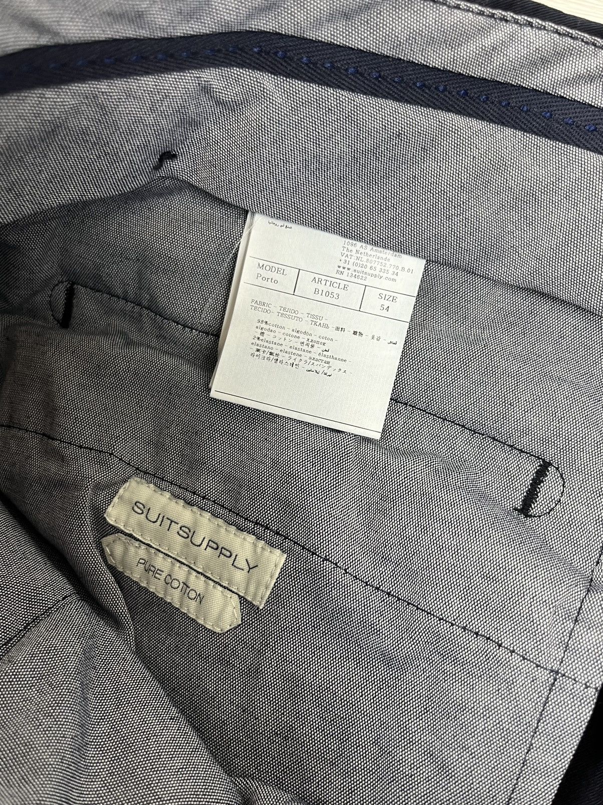 Suitsupply Suitsupply Porto Cotton Navy Trousers Pants Size US 36 / EU 52 - 9 Thumbnail